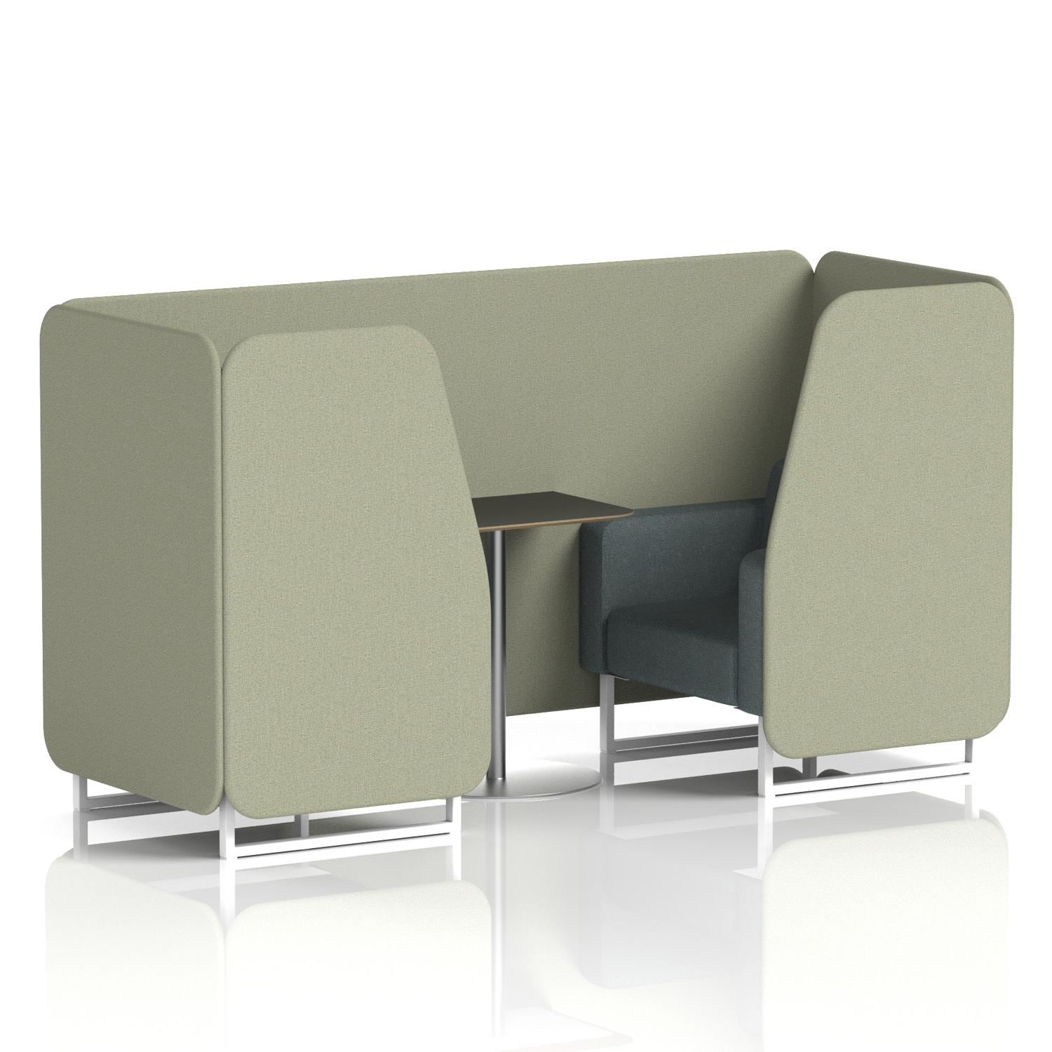 Brixworth 2 Seater Booth With White Legs And Black Table With Silver Leg In Main Line Flax Fabric - Newbury Panels And Westminster Sofa