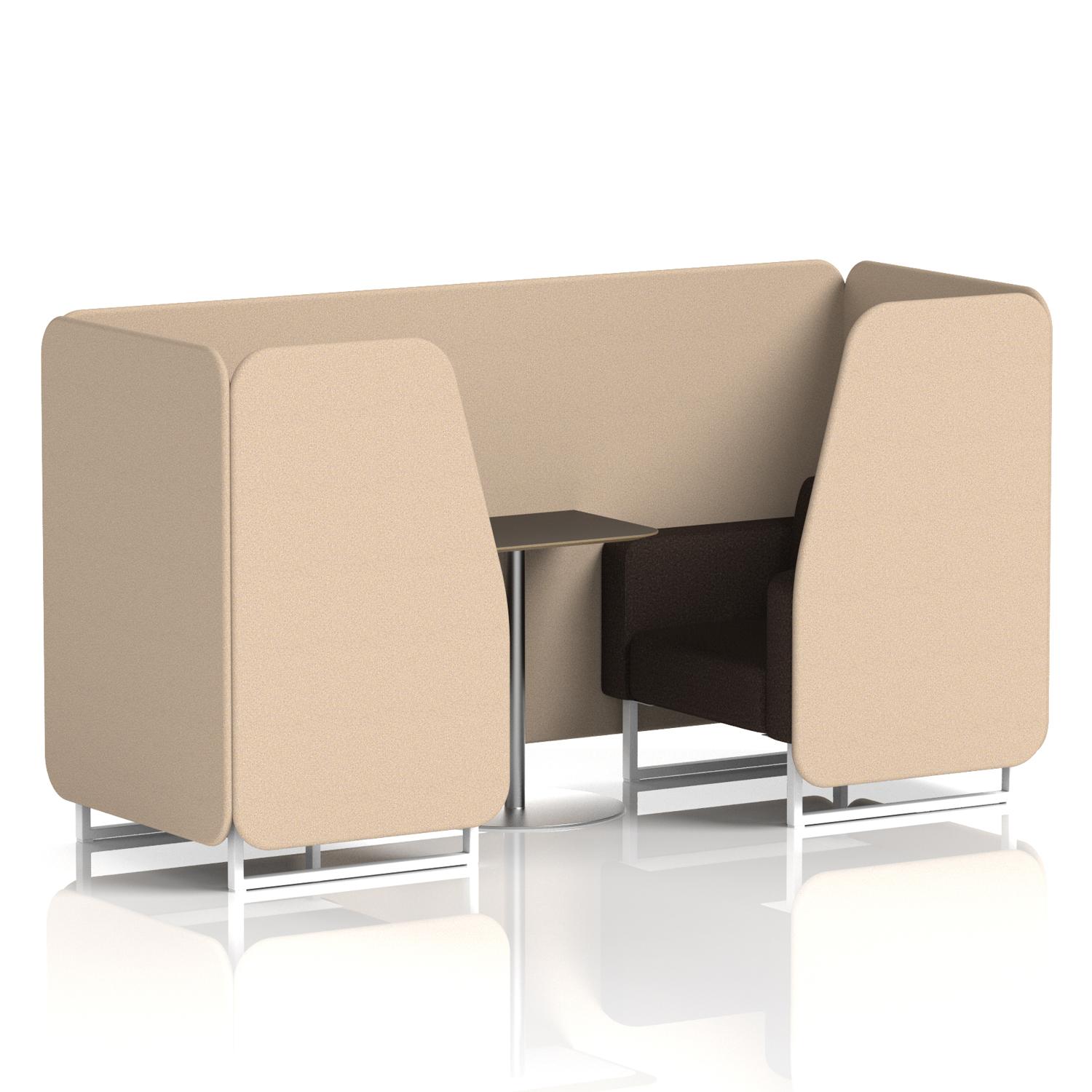 Brixworth 2 Seater Booth With White Legs And Black Table With Silver Leg In Synergy Fabric - Affix Panels And Wed Sofa