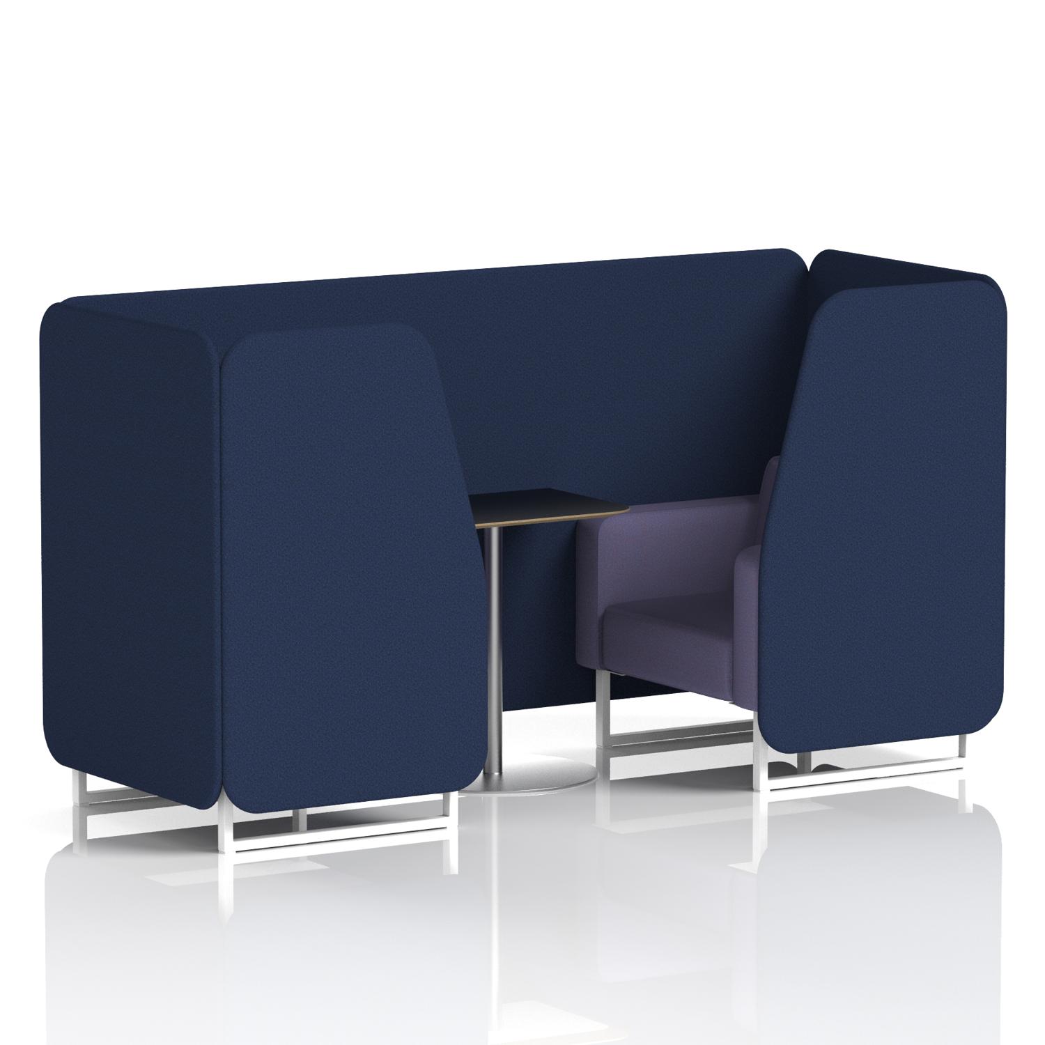 Brixworth 2 Seater Booth With White Legs And Black Table With Silver Leg In Synergy Fabric - Alike Panels And Order Sofa
