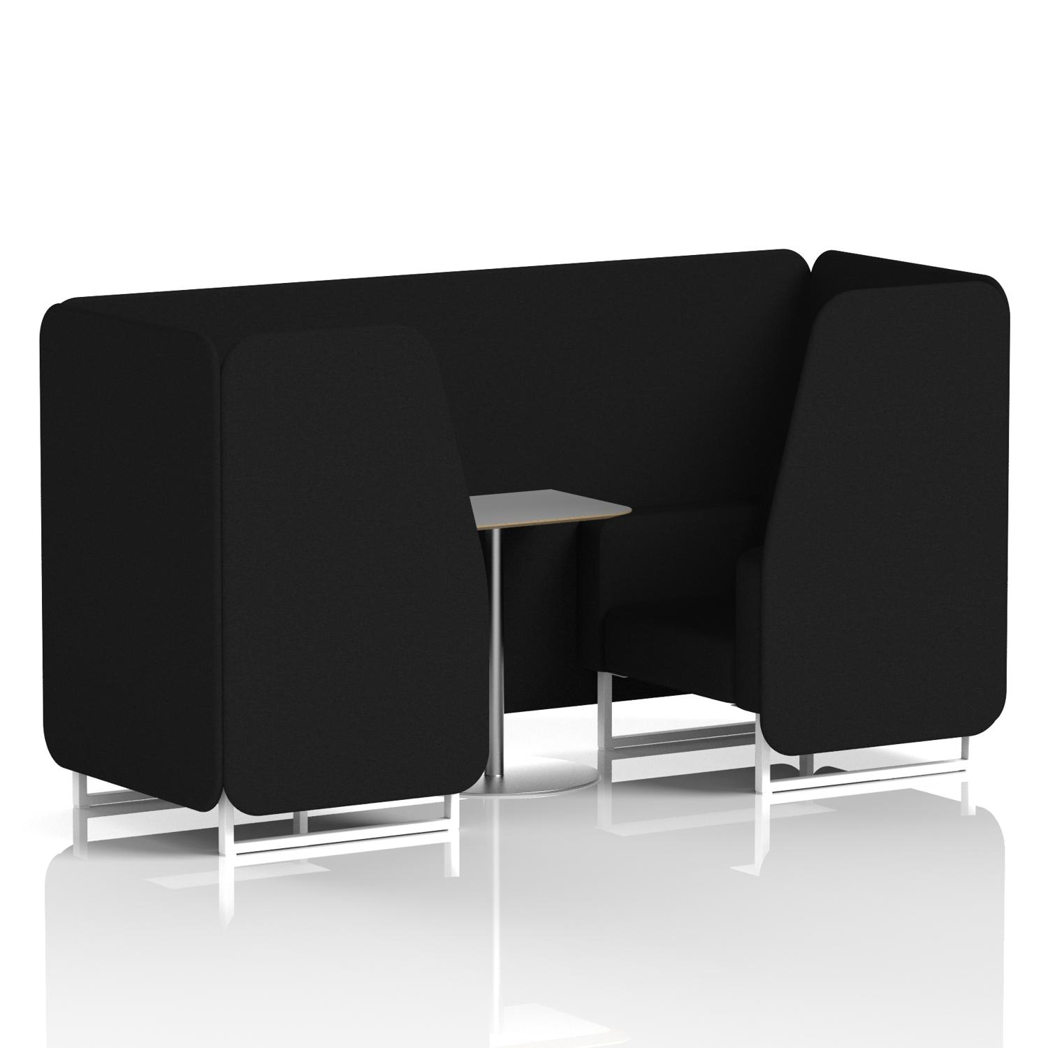 Brixworth 2 Seater Booth With White Legs And Grey Table With Silver Leg In X2 Fabric - Diameter Panels And Sofa