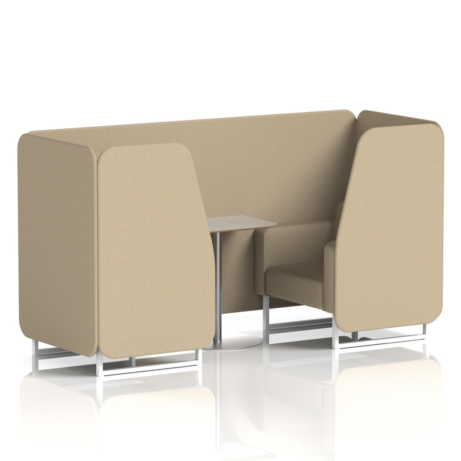 Brixworth 2 Seater Booth With White Legs And Grey Table With Silver Leg In Main Line Flax Fabric - Upminster Panels And Sofa