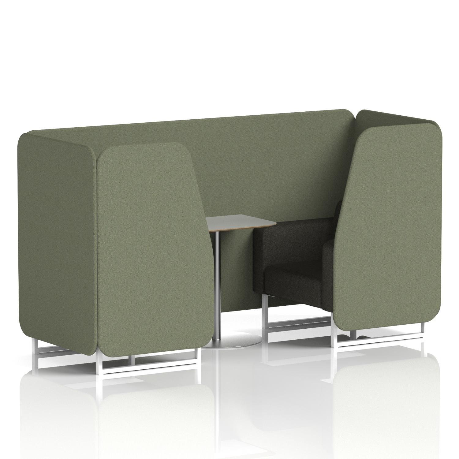 Brixworth 2 Seater Booth With White Legs And Grey Table With Silver Leg In Main Line Flax Fabric - Monument Panels And Temple Sofa