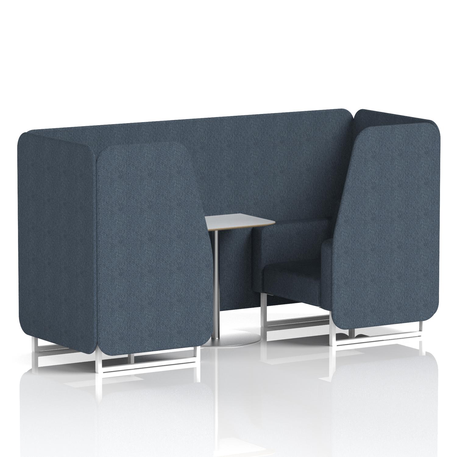 Brixworth 2 Seater Booth With White Legs And White Table With Silver Leg In Rivet Fabric - Crucible Panels And Sofa