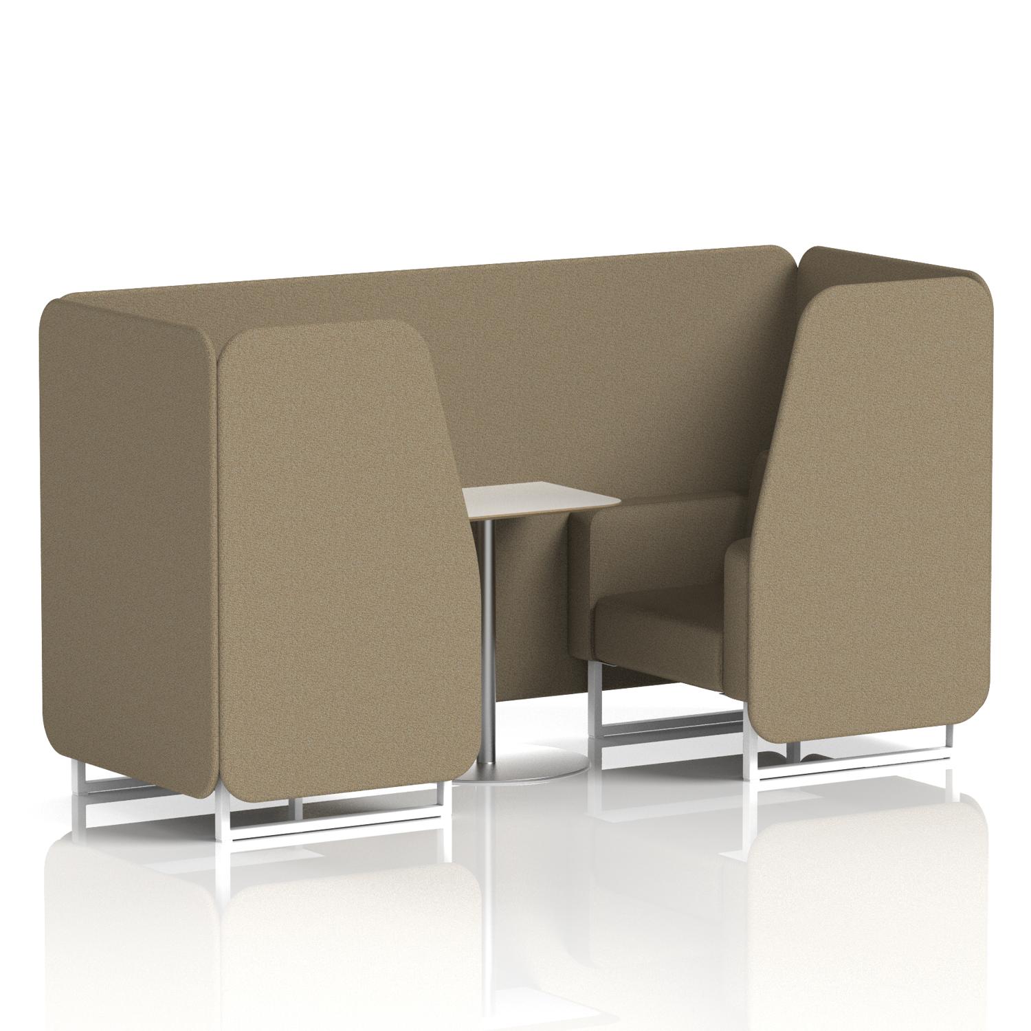 Brixworth 2 Seater Booth With White Legs And White Table With Silver Leg In Main Line Flax Fabric - Bank Panels And Sofa