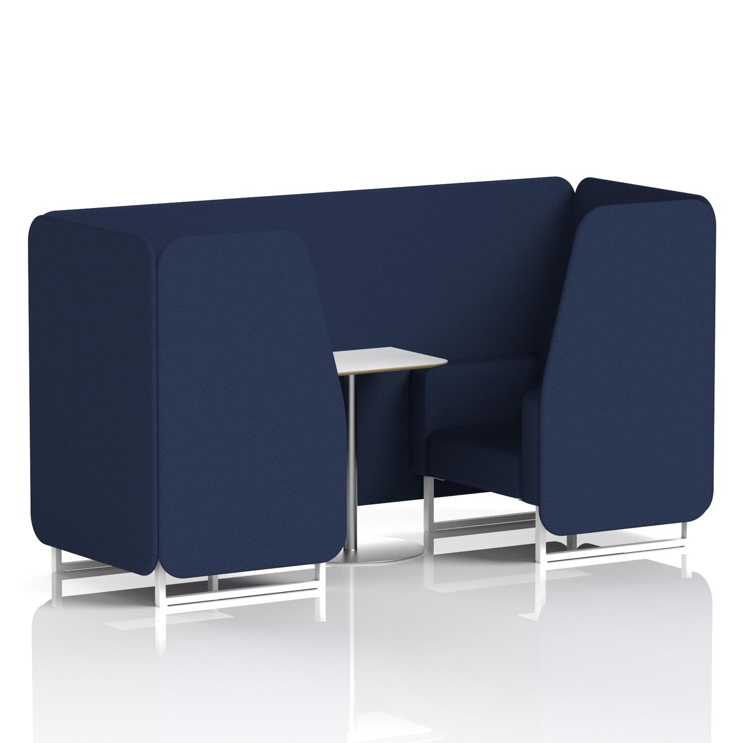 Brixworth 2 Seater Booth With White Legs And White Table With Silver Leg In Synergy Fabric - Alike Panels And Sofa