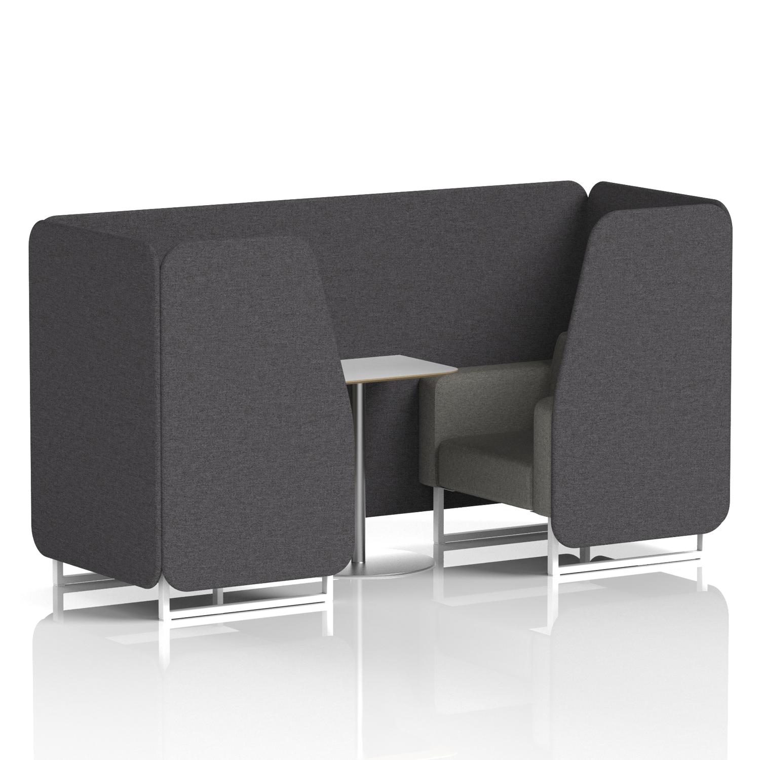 Brixworth 2 Seater Booth With White Legs And White Table With Silver Leg In X2 Fabric - Arithmetic Panels And Number Sofa
