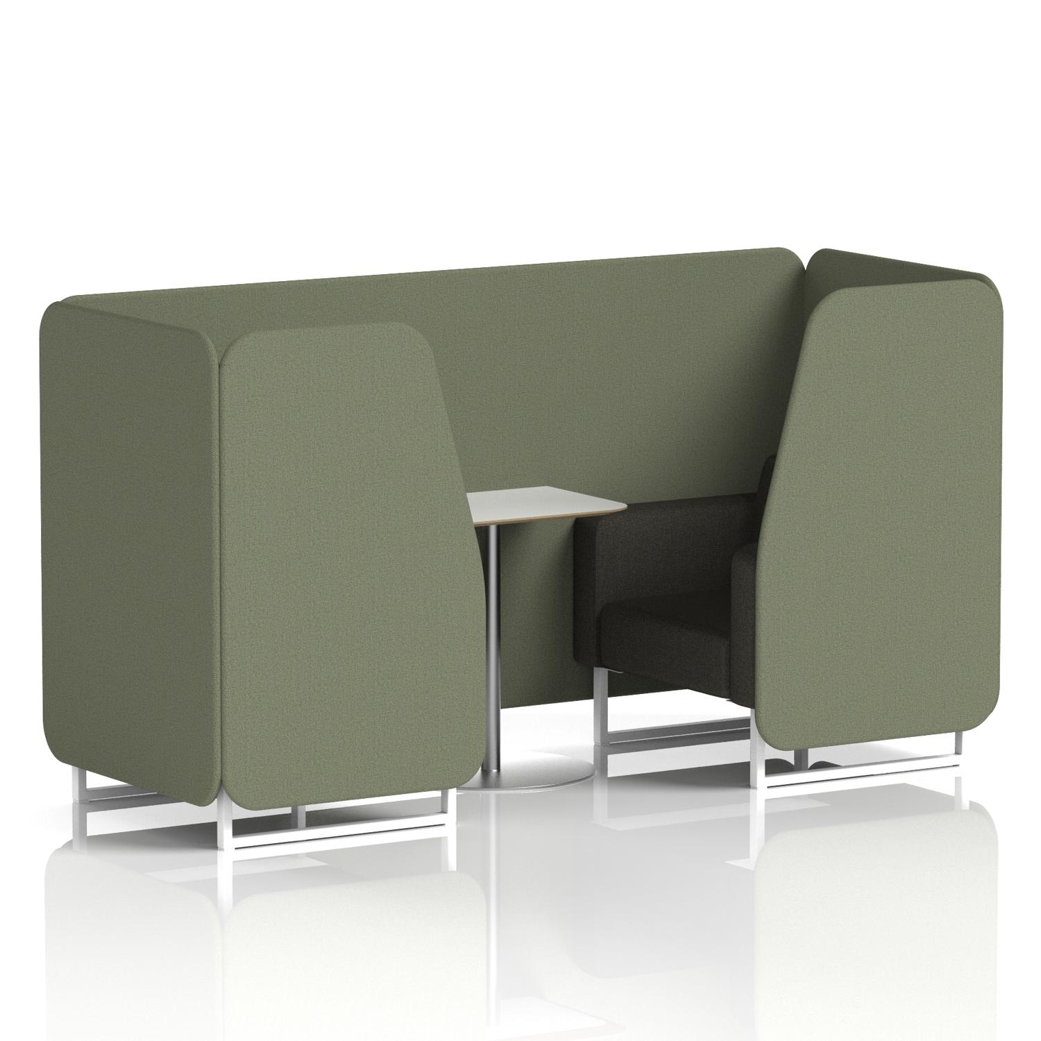 Brixworth 2 Seater Booth With White Legs And White Table With Silver Leg In Main Line Flax Fabric - Monument Panels And Temple Sofa