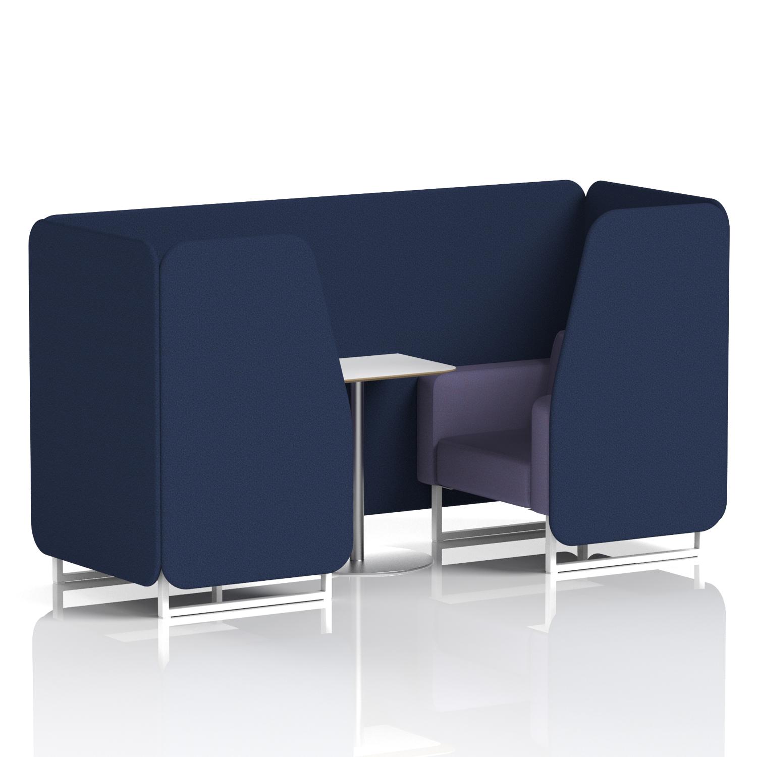 Brixworth 2 Seater Booth With White Legs And White Table With Silver Leg In Synergy Fabric - Alike Panels And Order Sofa