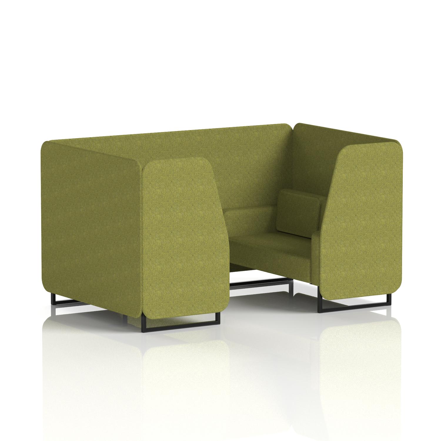 Brixworth 4 Seater Booth With Black Legs In Rivet Fabric - Olive Panels And Sofa