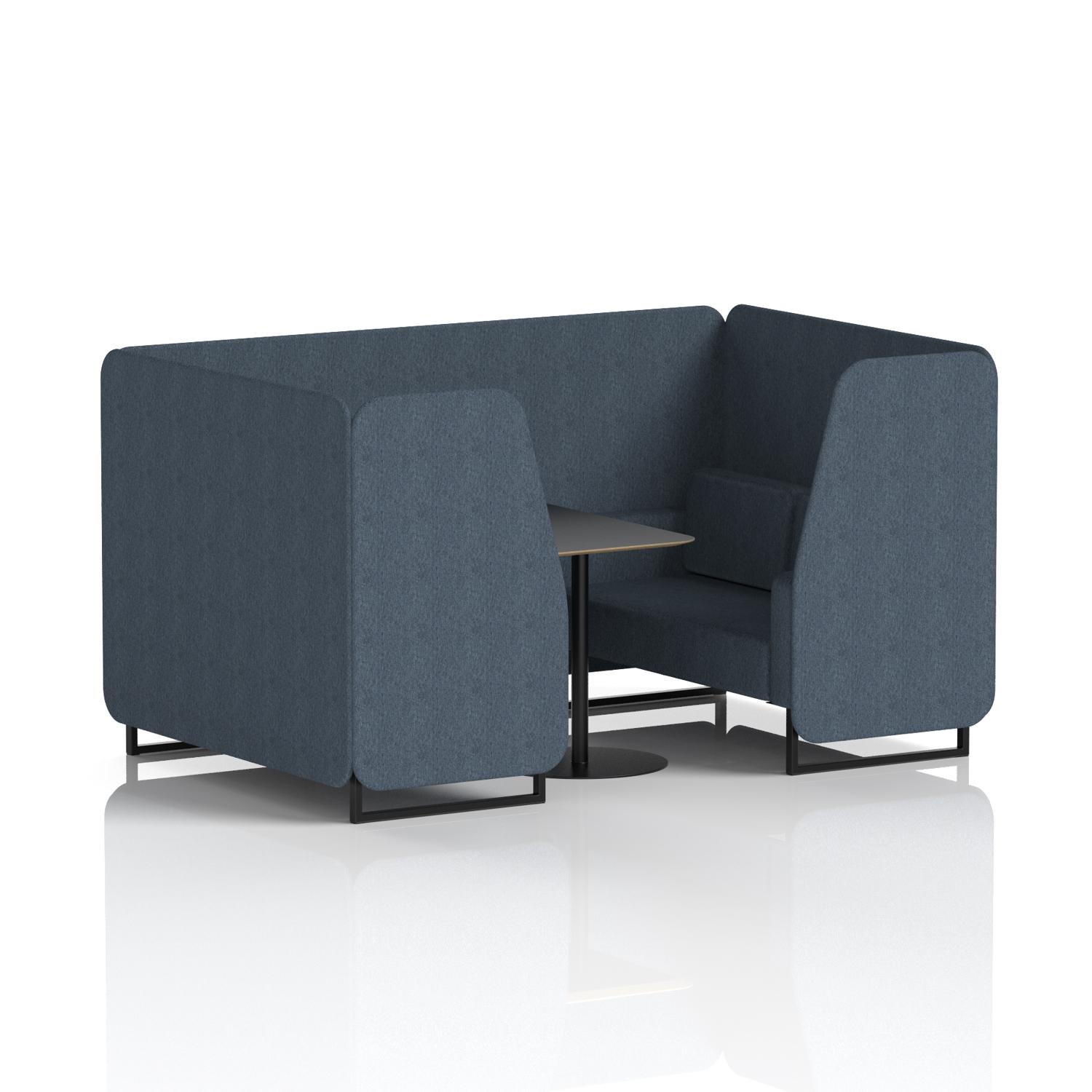 Brixworth 4 Seater Booth With Black Legs And Black Table With Black Leg In Rivet Fabric - Crucible Panels And Sofa