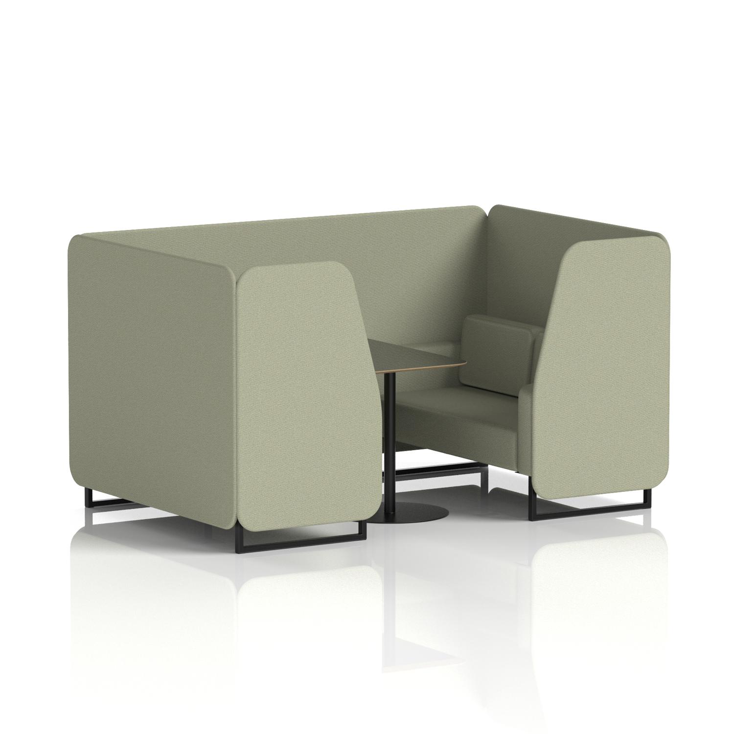 Brixworth 4 Seater Booth With Black Legs And Black Table With Black Leg In Main Line Flax Fabric - Newbury Panels And Sofa