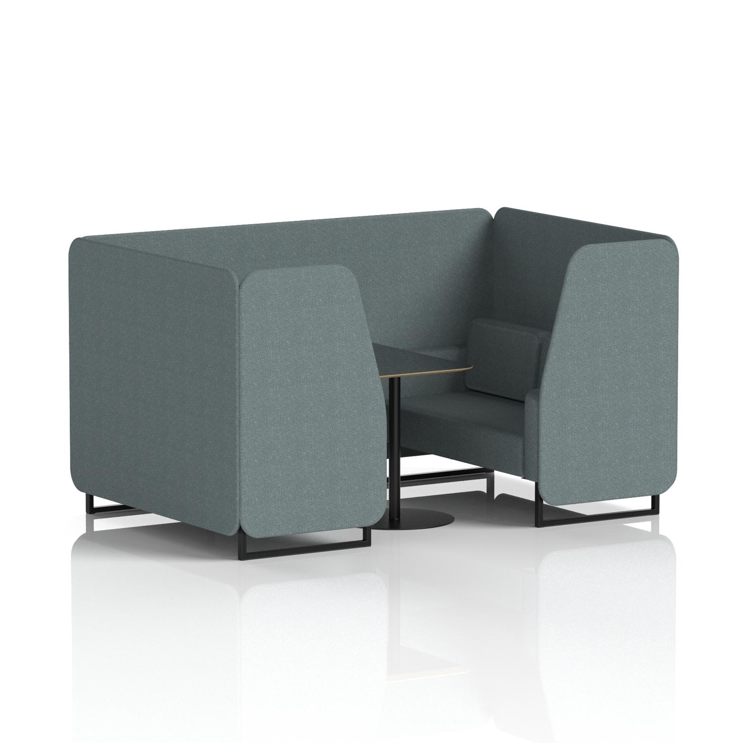 Brixworth 4 Seater Booth With Black Legs And Black Table With Black Leg In Main Line Flax Fabric - Westminster Panels And Sofa