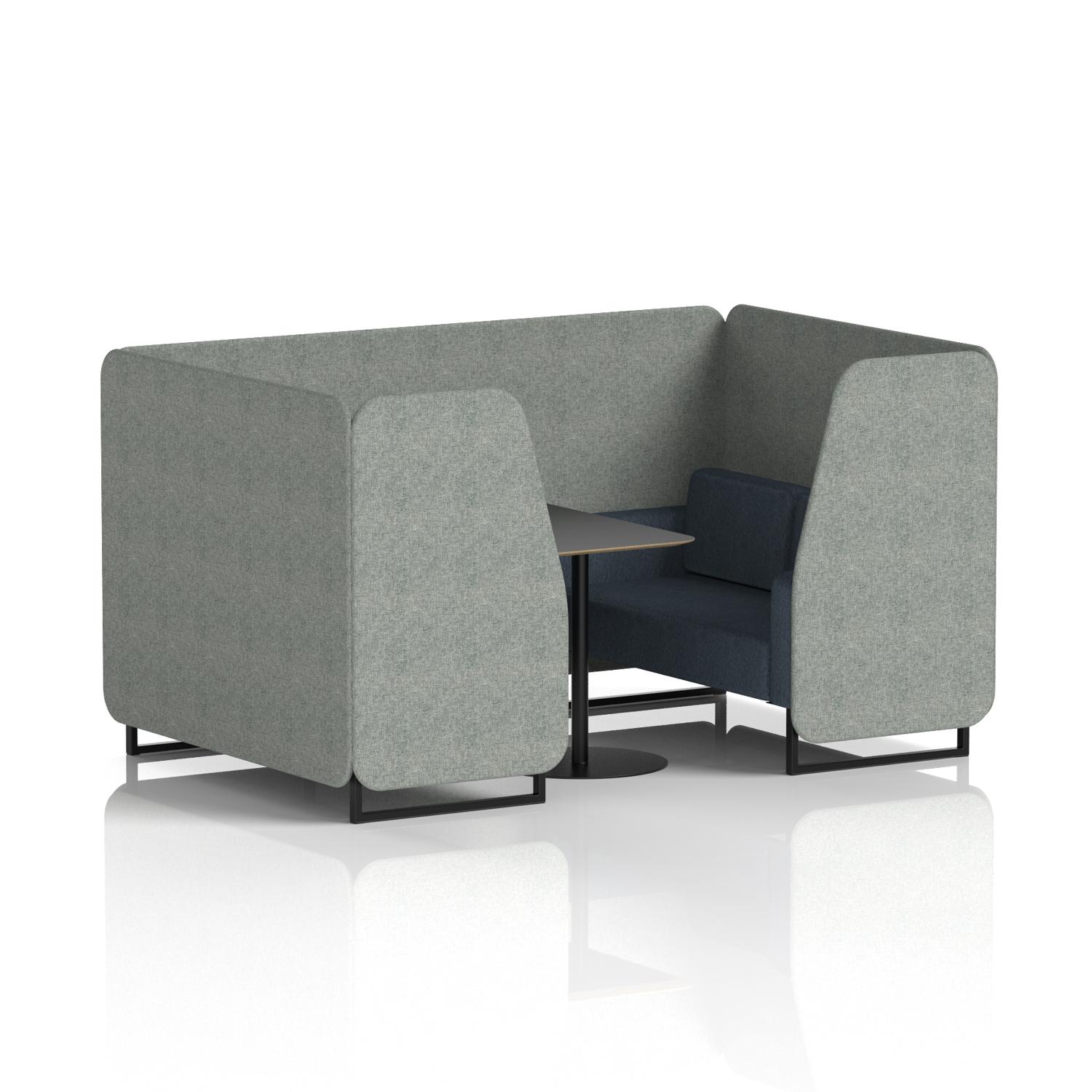 Brixworth 4 Seater Booth With Black Legs And Black Table With Black Leg In Rivet Fabric - Prime Panels And Crucible Sofa
