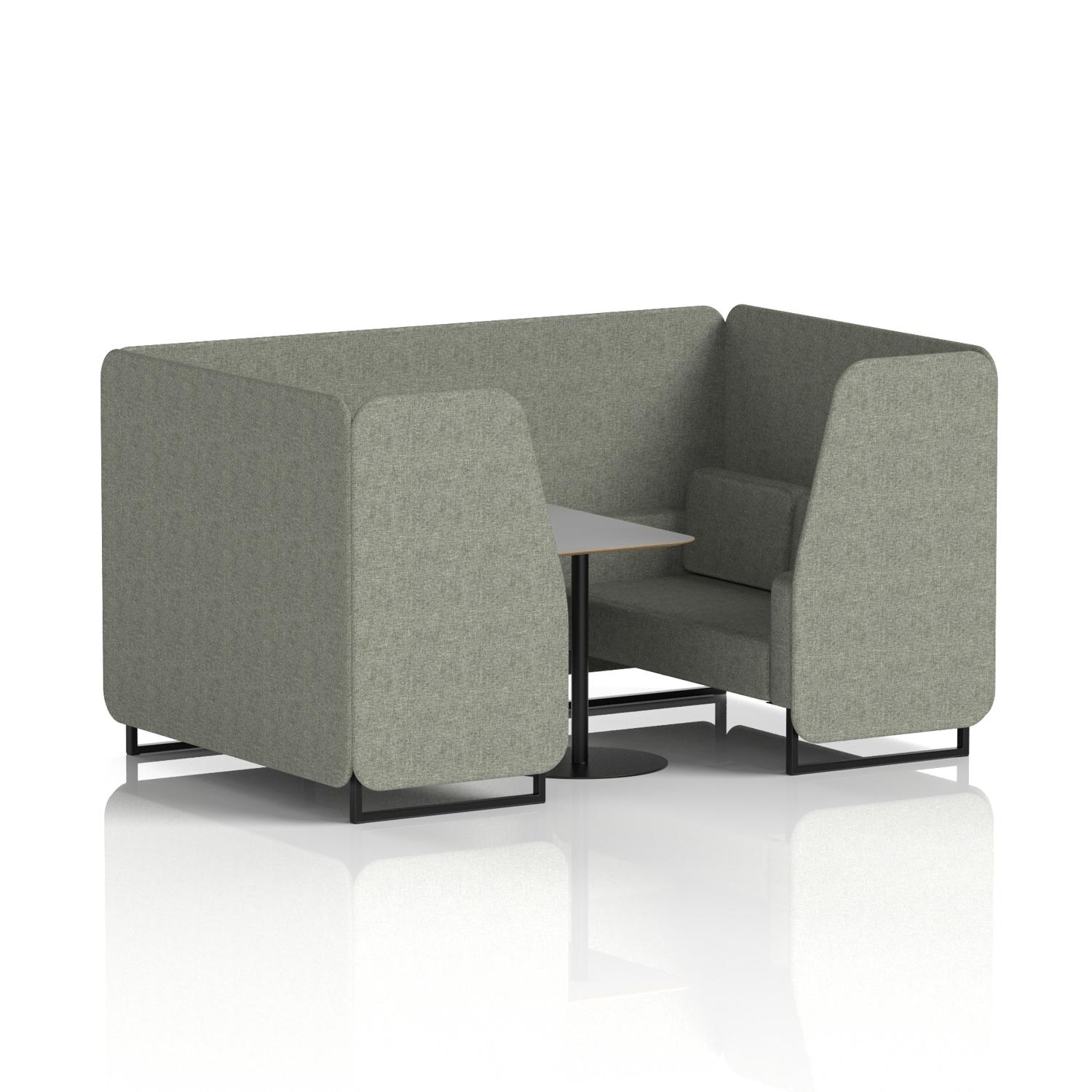 Brixworth 4 Seater Booth With Black Legs And Grey Table With Black Leg In Rivet Fabric - Vitreous Panels And Sofa