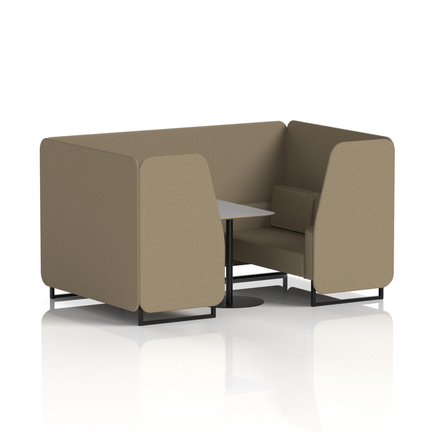 Brixworth 4 Seater Booth With Black Legs And Grey Table With Black Leg In Main Line Flax Fabric - Bank Panels And Sofa