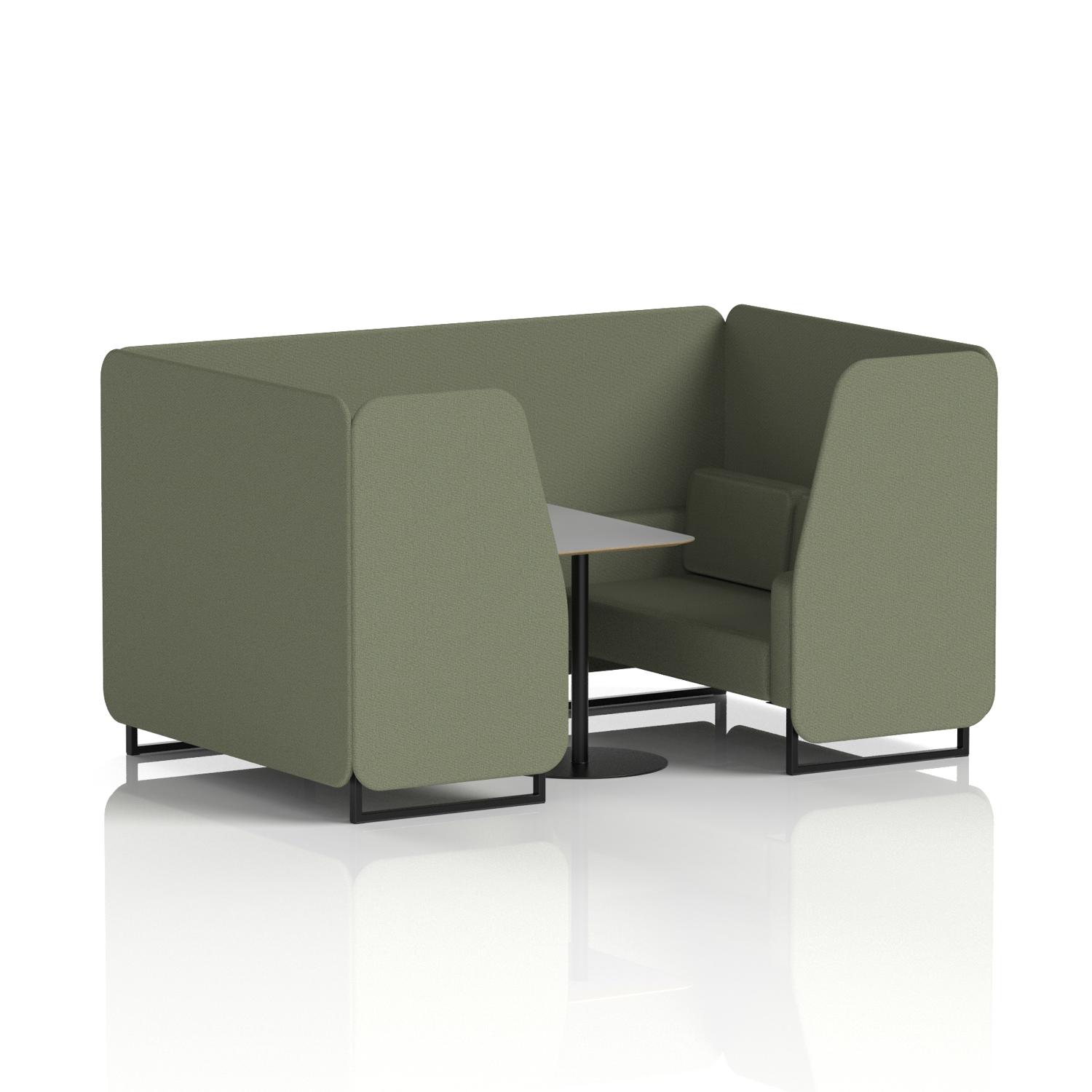 Brixworth 4 Seater Booth With Black Legs And Grey Table With Black Leg In Main Line Flax Fabric - Monument Panels And Sofa