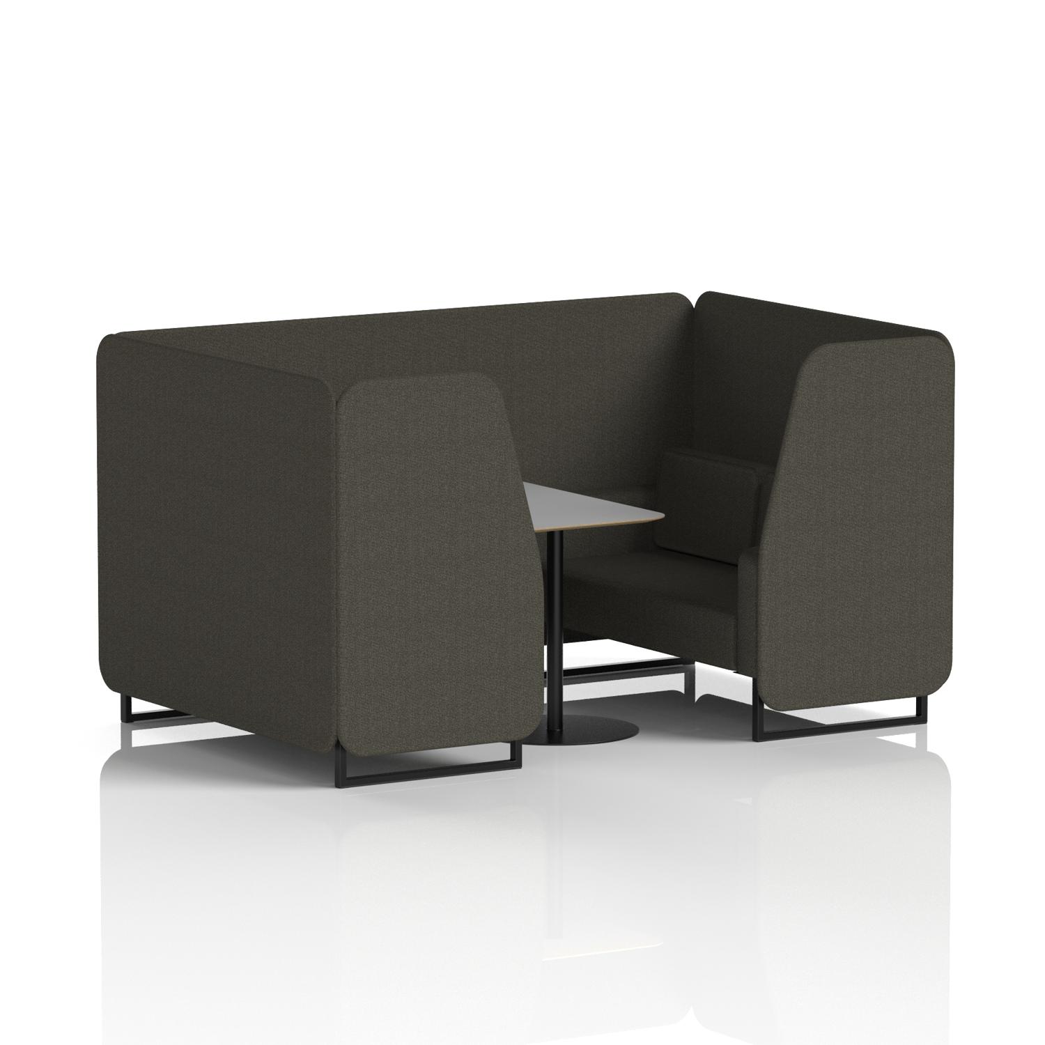Brixworth 4 Seater Booth With Black Legs And Grey Table With Black Leg In Main Line Flax Fabric - Temple Panels And Sofa