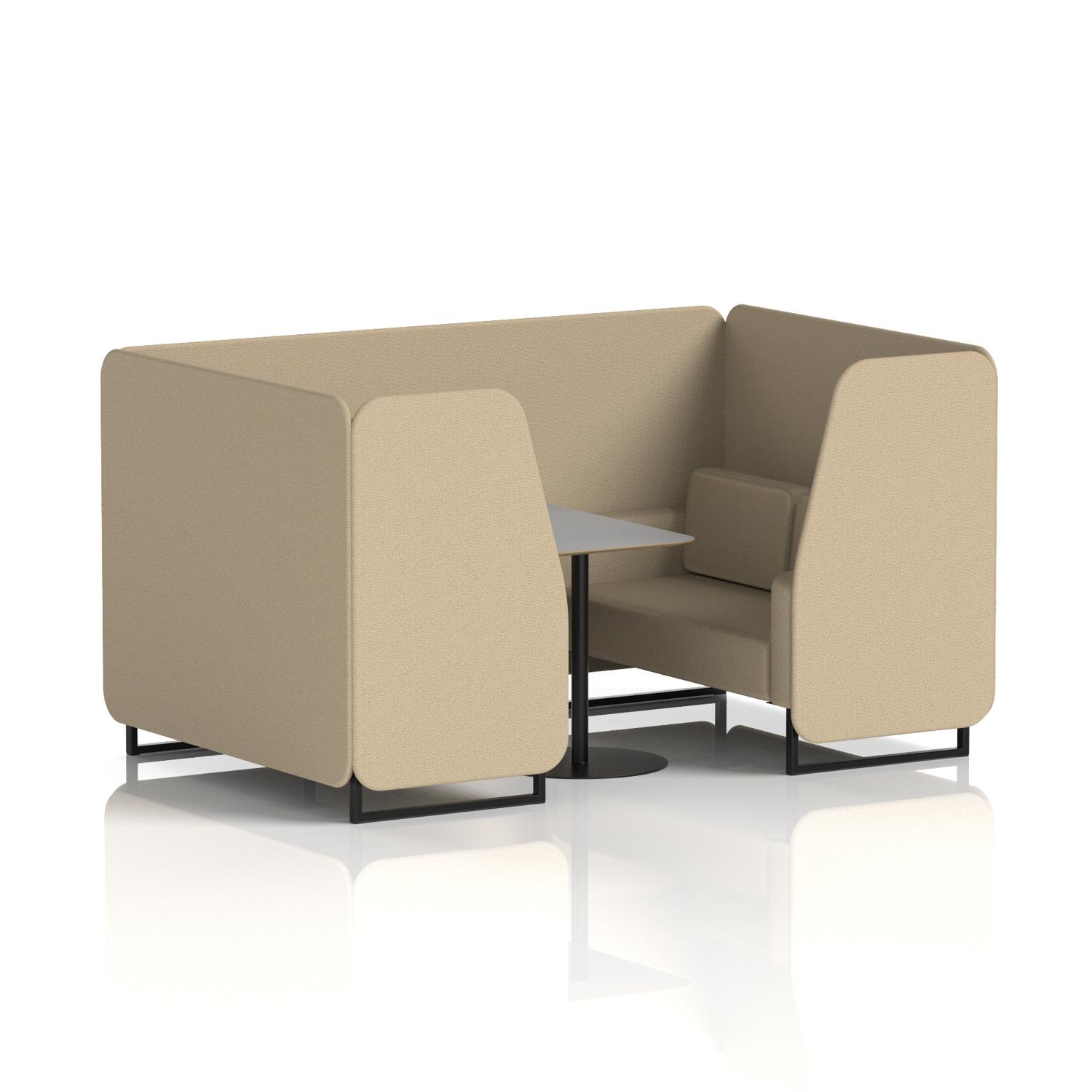 Brixworth 4 Seater Booth With Black Legs And Grey Table With Black Leg In Main Line Flax Fabric - Upminster Panels And Sofa
