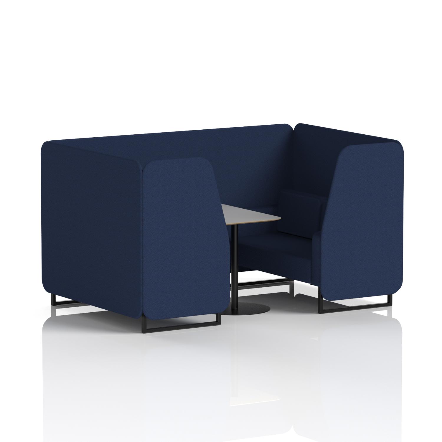 Brixworth 4 Seater Booth With Black Legs And Grey Table With Black Leg In Synergy Fabric - Alike Panels And Sofa