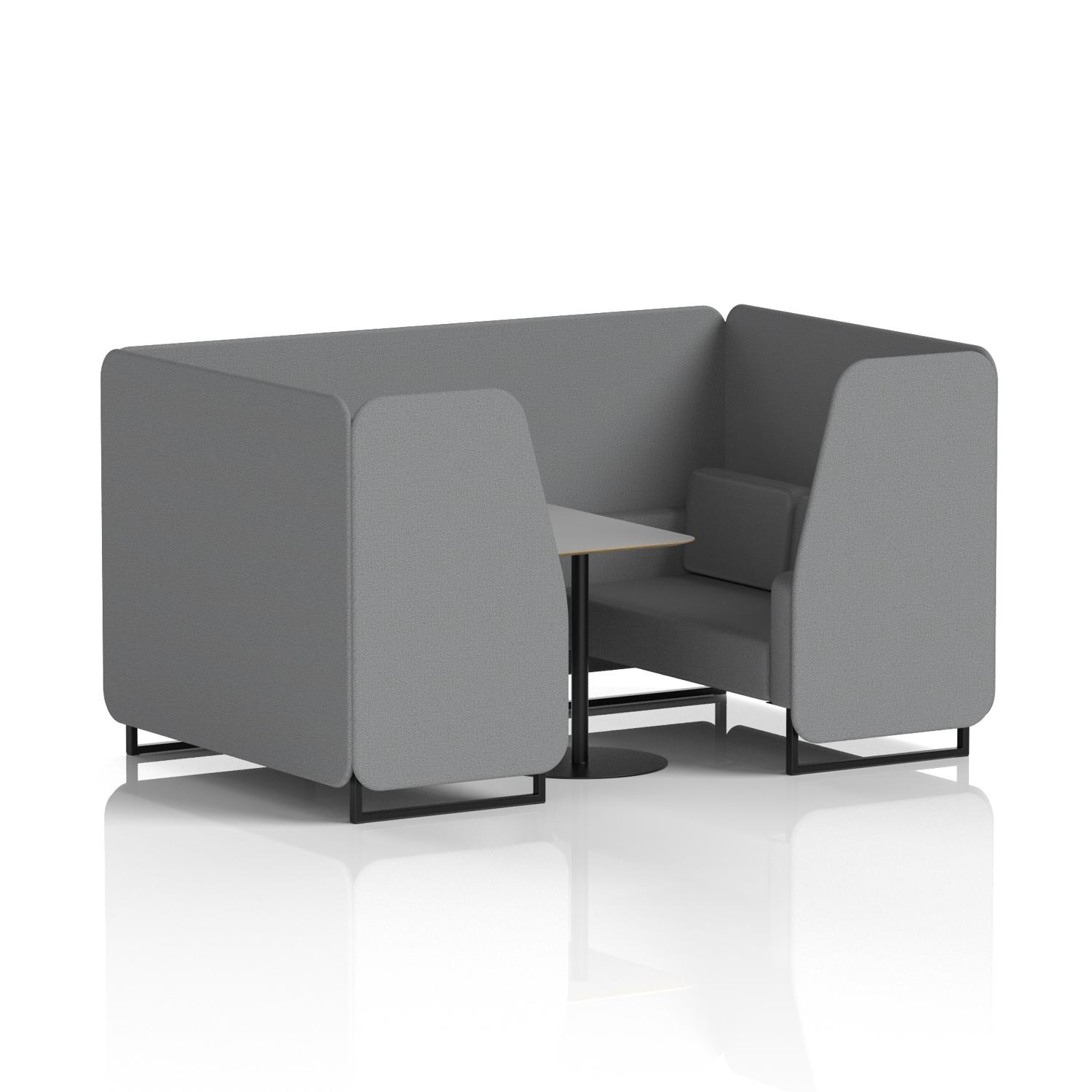 Brixworth 4 Seater Booth With Black Legs And Grey Table With Black Leg In Synergy Fabric - Partner Panels And Sofa
