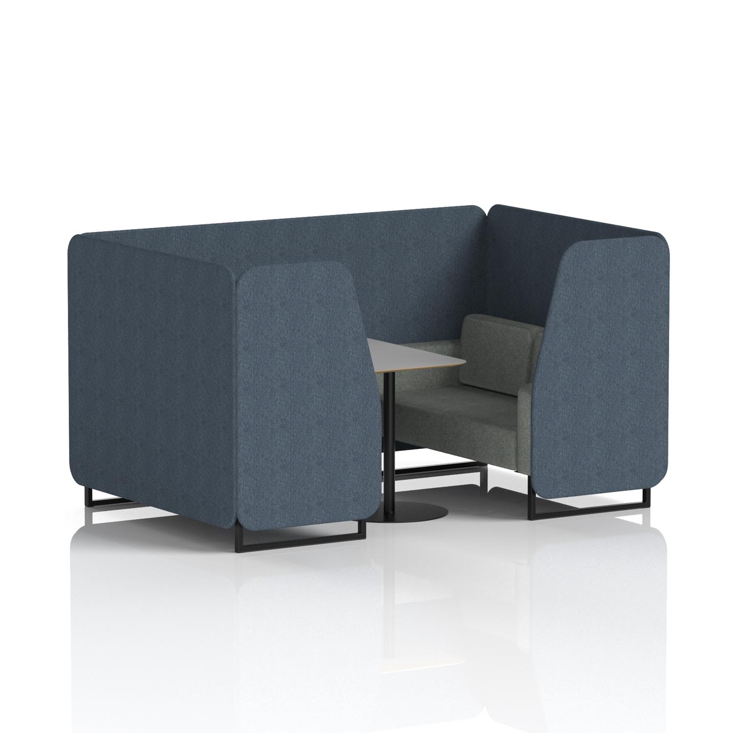 Brixworth 4 Seater Booth With Black Legs And Grey Table With Black Leg In Rivet Fabric - Crucible Panels And Prime Sofa