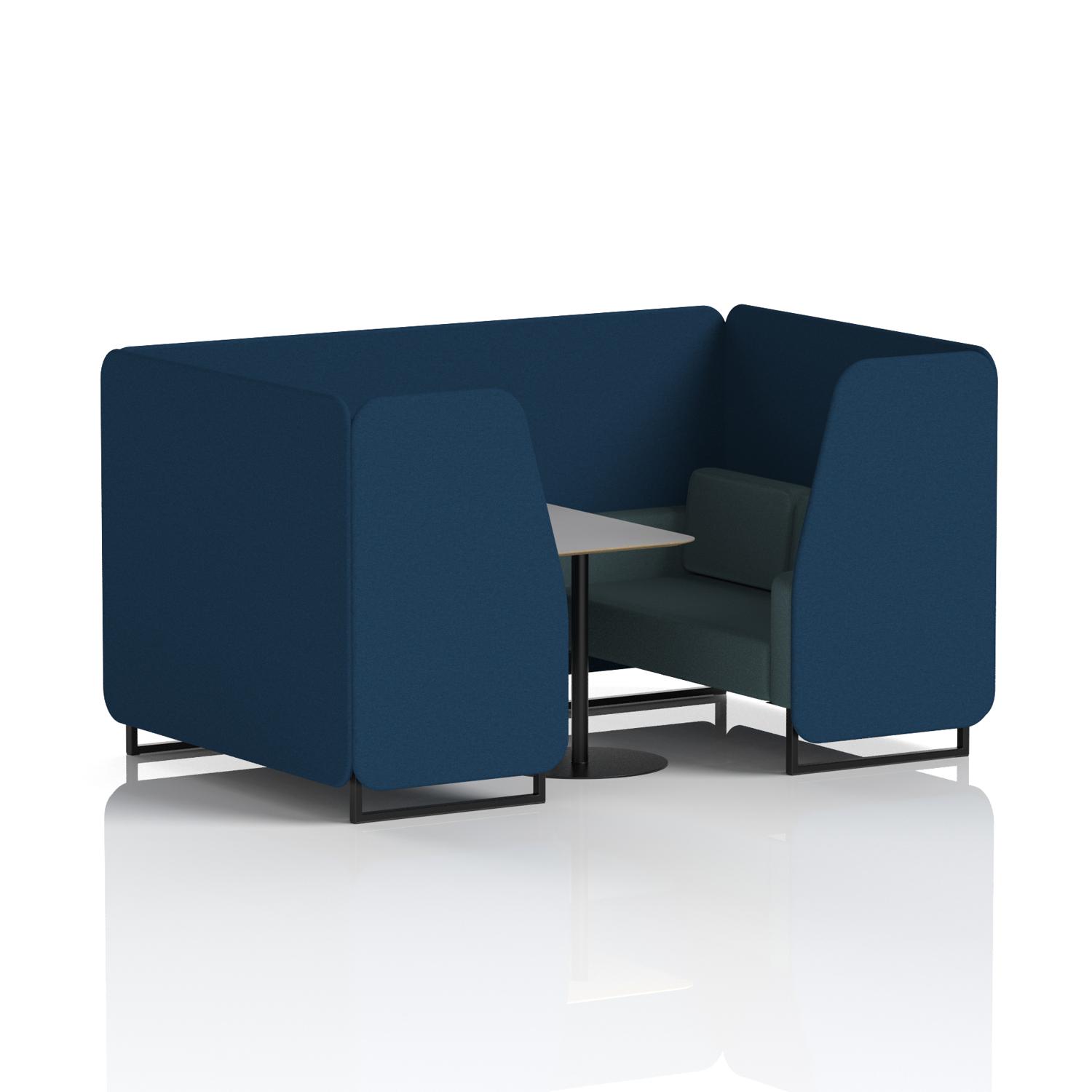 Brixworth 4 Seater Booth With Black Legs And Grey Table With Black Leg In X2 Fabric - Calculus Panels And Polygon Sofa