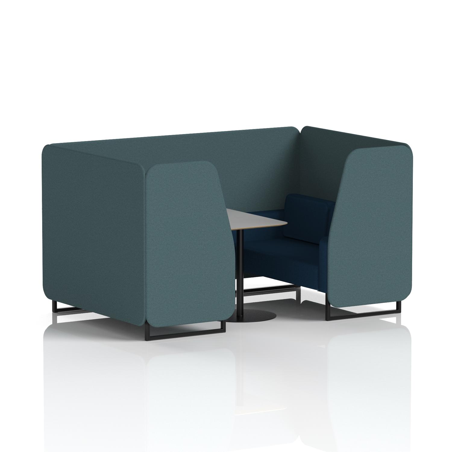 Brixworth 4 Seater Booth With Black Legs And Grey Table With Black Leg In X2 Fabric - Polygon Panels And Calculus Sofa