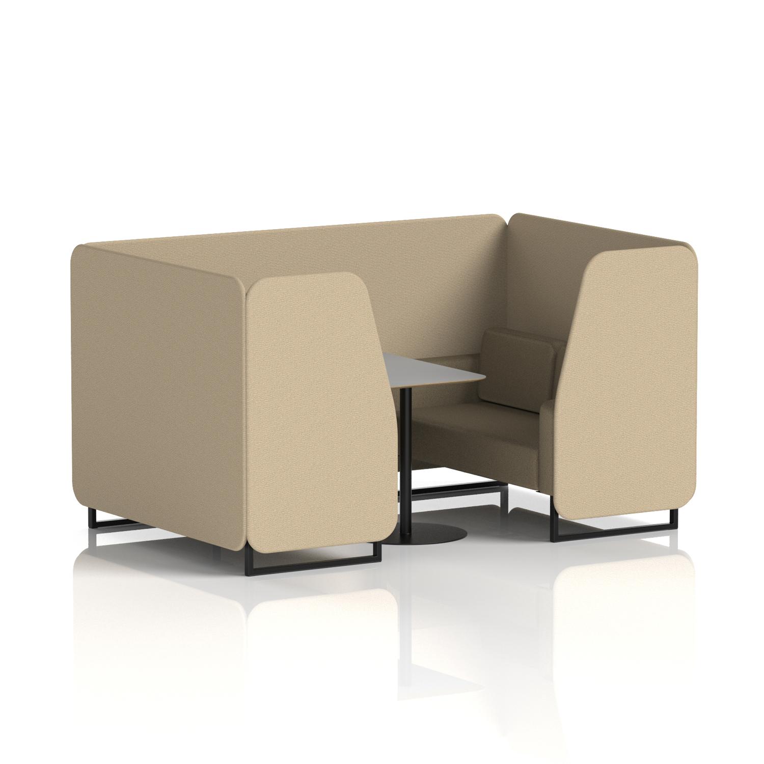 Brixworth 4 Seater Booth With Black Legs And Grey Table With Black Leg In Main Line Flax Fabric - Upminster Panels And Bank Sofa