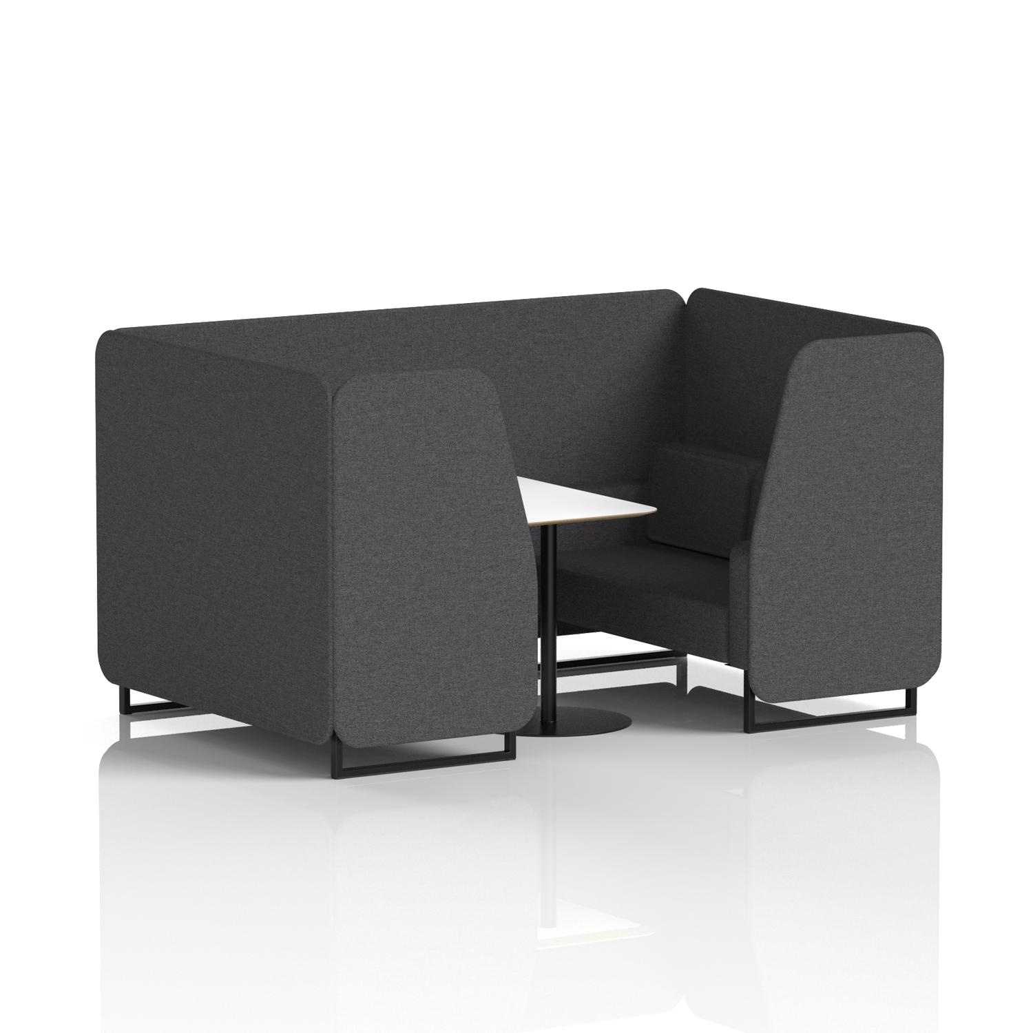 Brixworth 4 Seater Booth With Black Legs And White Table With Black Leg In X2 Fabric - Arithmetic Panels And Sofa