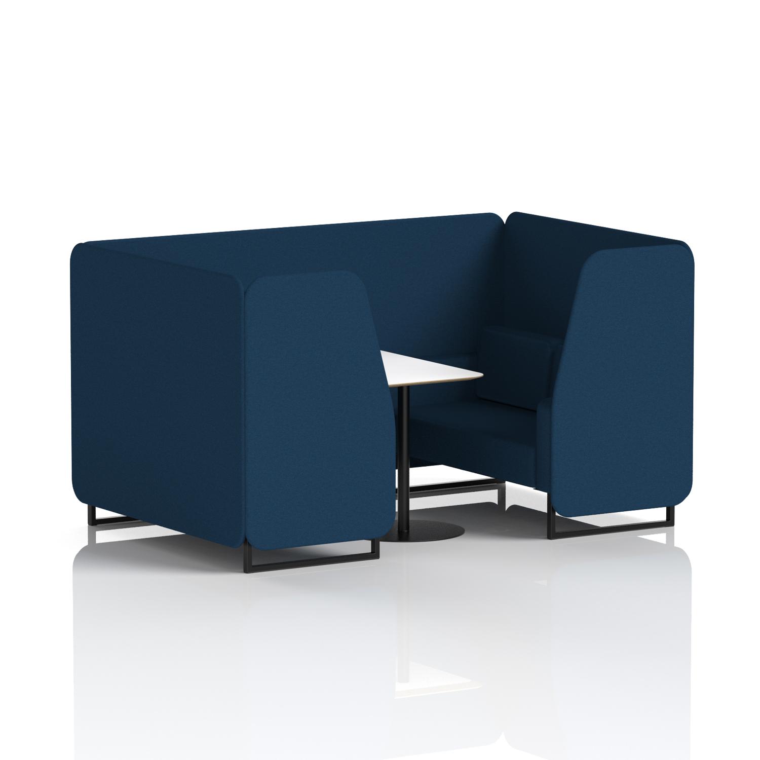 Brixworth 4 Seater Booth With Black Legs And White Table With Black Leg In X2 Fabric - Calculus Panels And Sofa