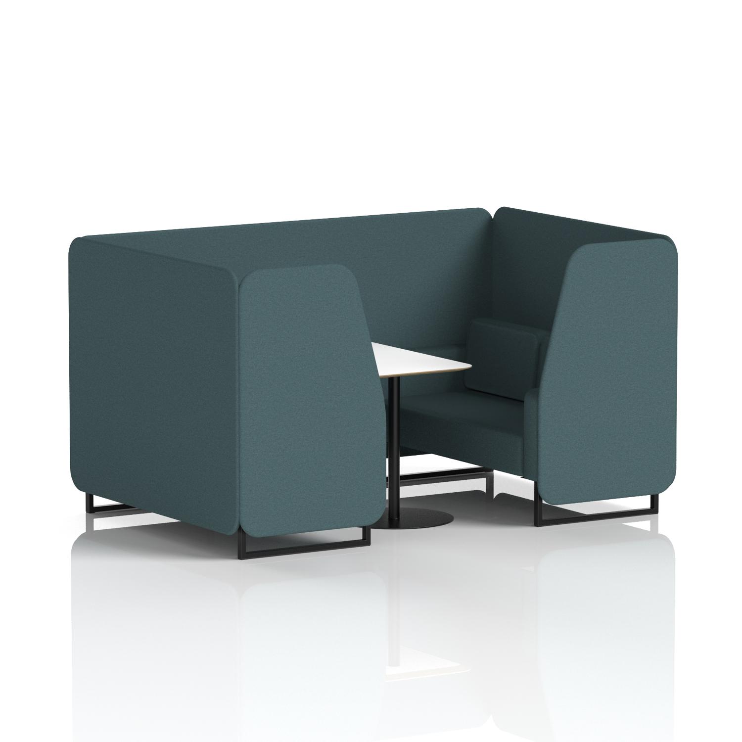 Brixworth 4 Seater Booth With Black Legs And White Table With Black Leg In X2 Fabric - Polygon Panels And Sofa