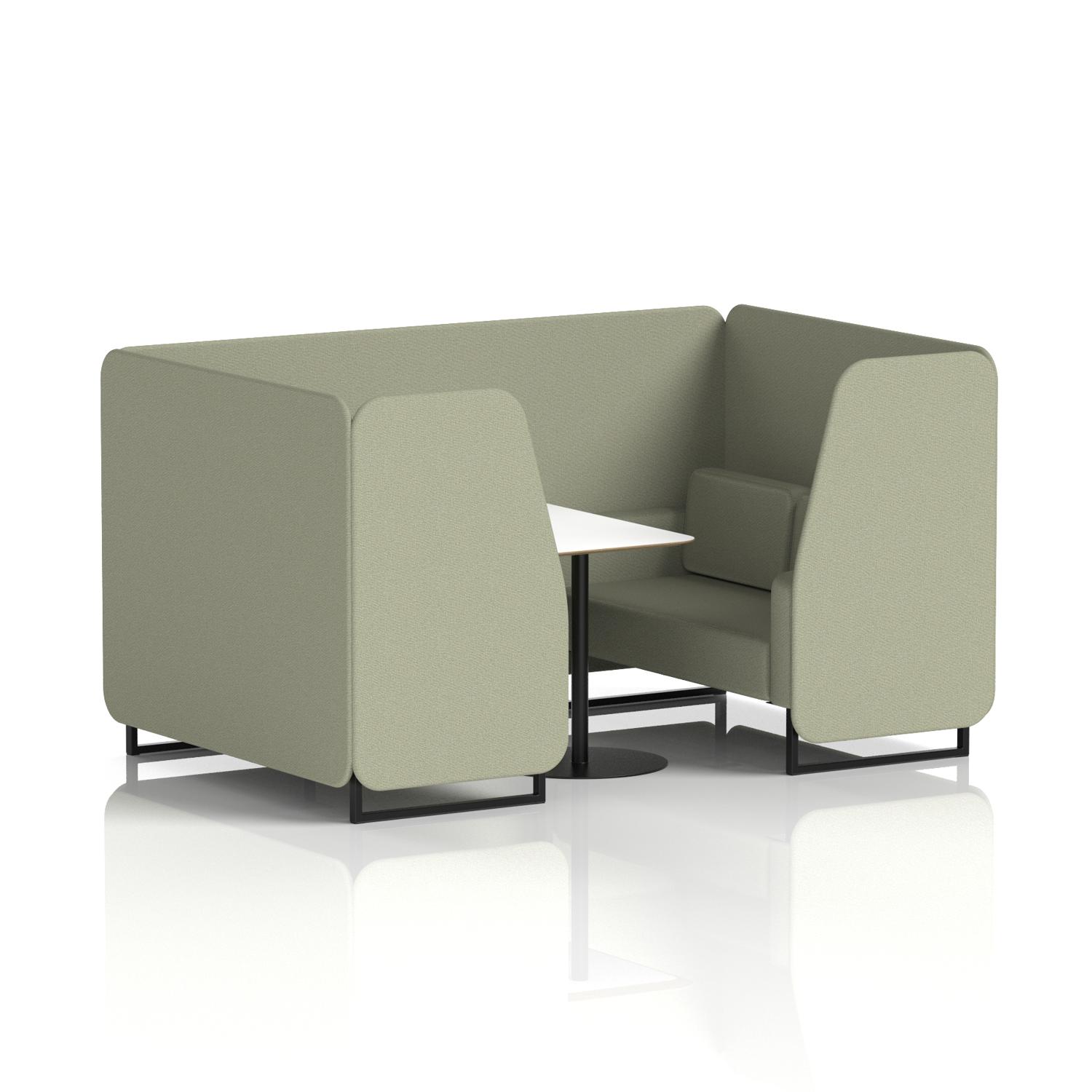 Brixworth 4 Seater Booth With Black Legs And White Table With Black Leg In Main Line Flax Fabric - Newbury Panels And Sofa