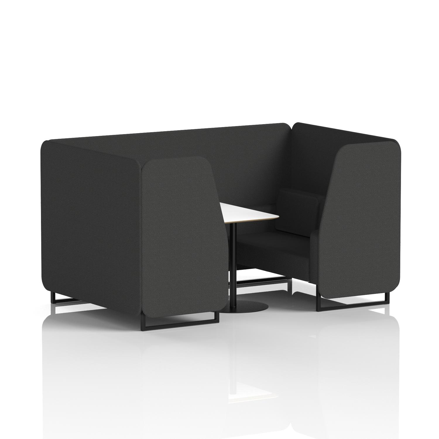 Brixworth 4 Seater Booth With Black Legs And White Table With Black Leg In Synergy Fabric - Mix Panels And Sofa