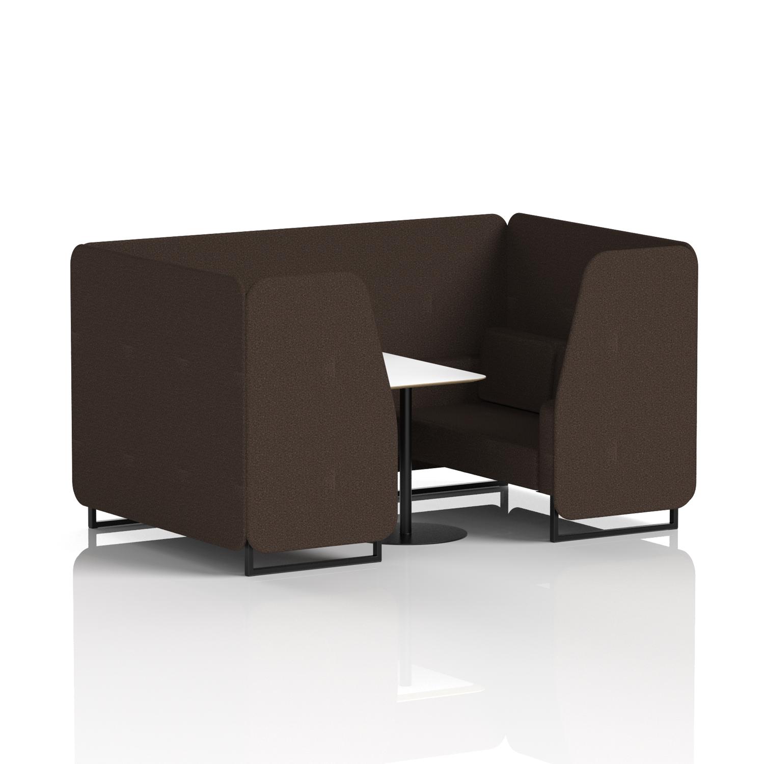 Brixworth 4 Seater Booth With Black Legs And White Table With Black Leg In Synergy Fabric - Wed Panels And Sofa