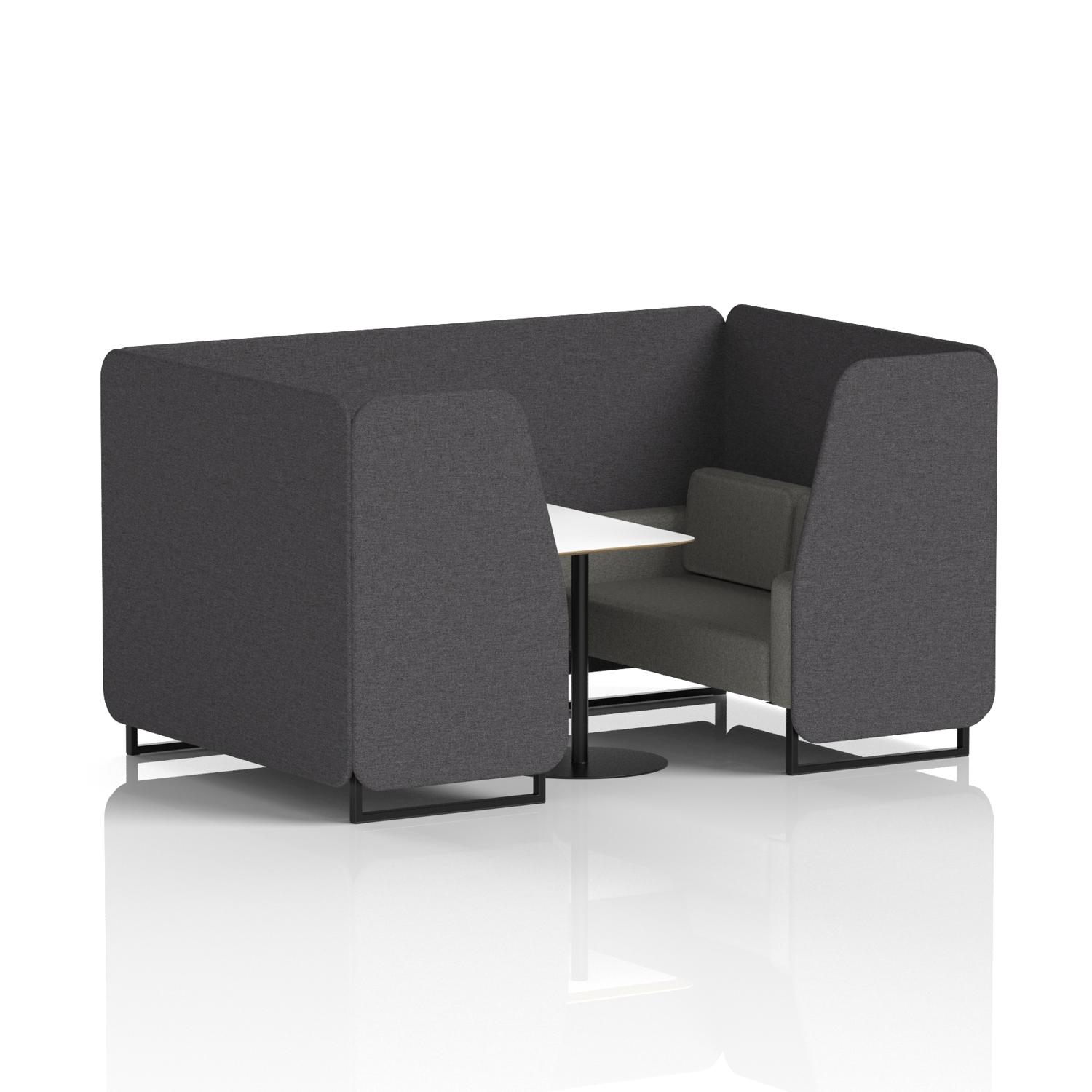 Brixworth 4 Seater Booth With Black Legs And White Table With Black Leg In X2 Fabric - Arithmetic Panels And Number Sofa