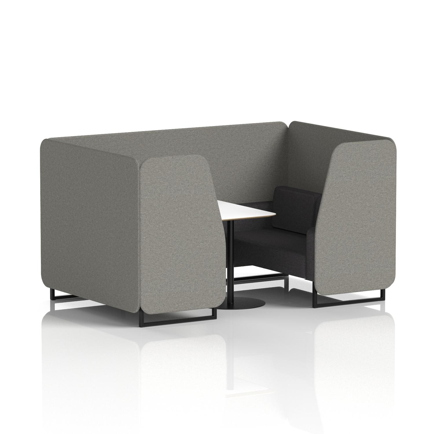 Brixworth 4 Seater Booth With Black Legs And White Table With Black Leg In X2 Fabric - Number Panels And Arithmetic Sofa
