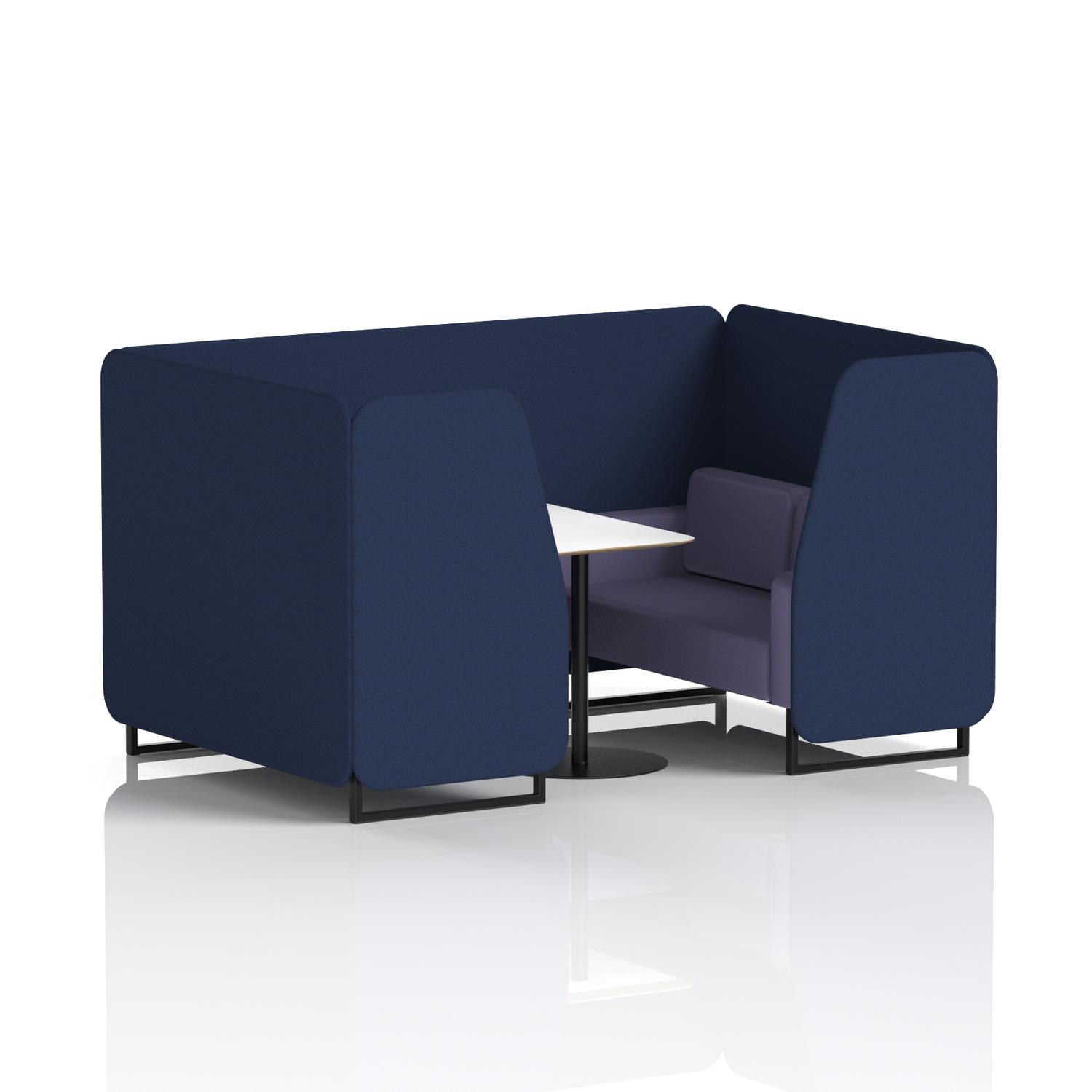Brixworth 4 Seater Booth With Black Legs And White Table With Black Leg In Synergy Fabric - Alike Panels And Order Sofa