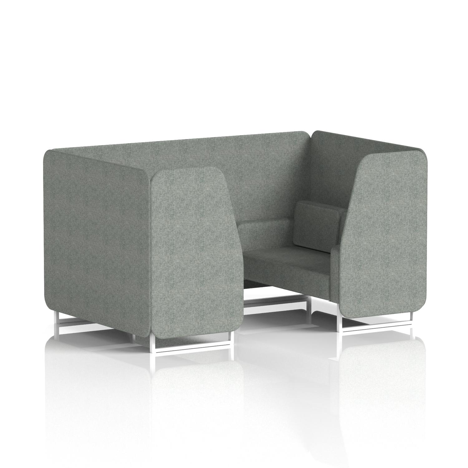 Brixworth 4 Seater Booth With White Legs In Rivet Fabric - Prime Panels And Sofa