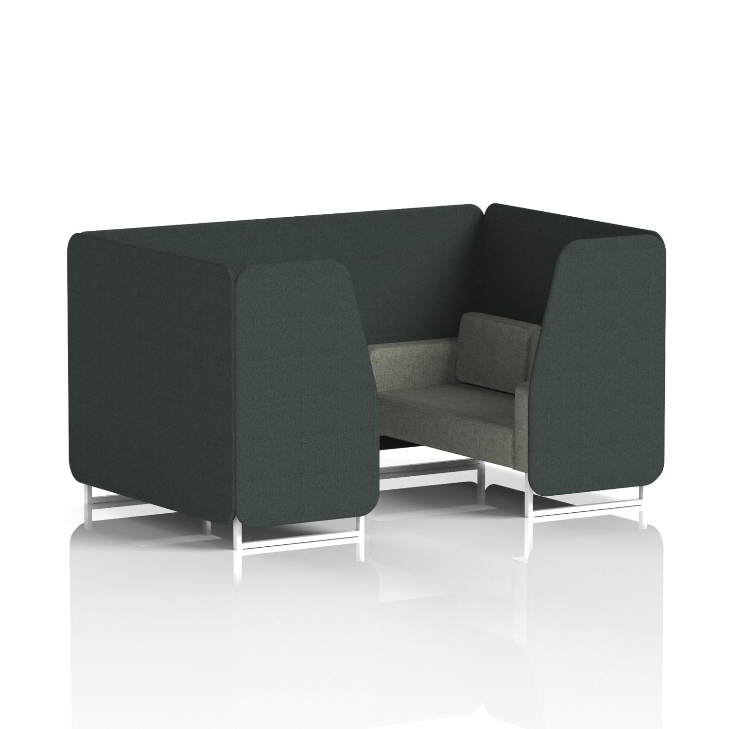 Brixworth 4 Seater Booth With White Legs In Rivet Fabric - Charcoal Panels And Vitreous Sofa