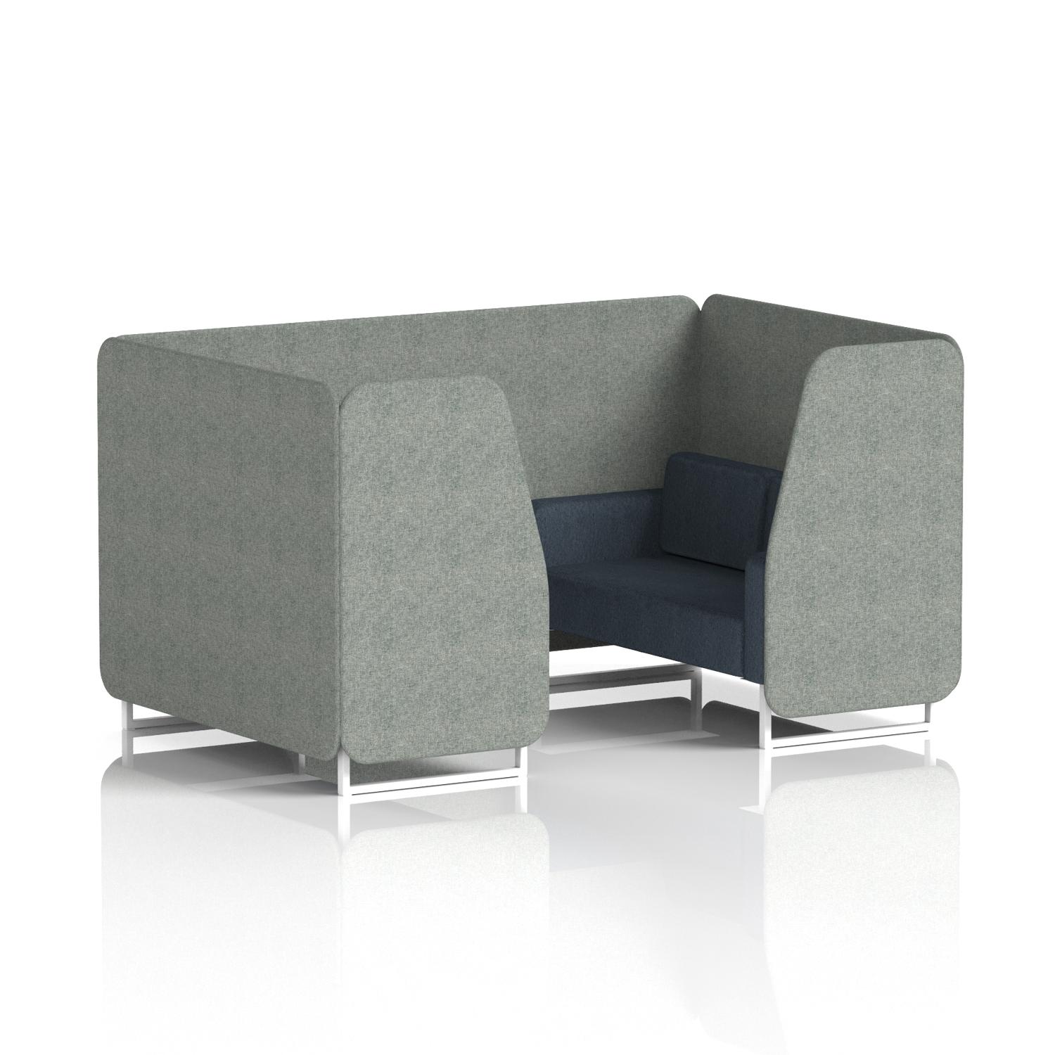 Brixworth 4 Seater Booth With White Legs In Rivet Fabric - Prime Panels And Crucible Sofa