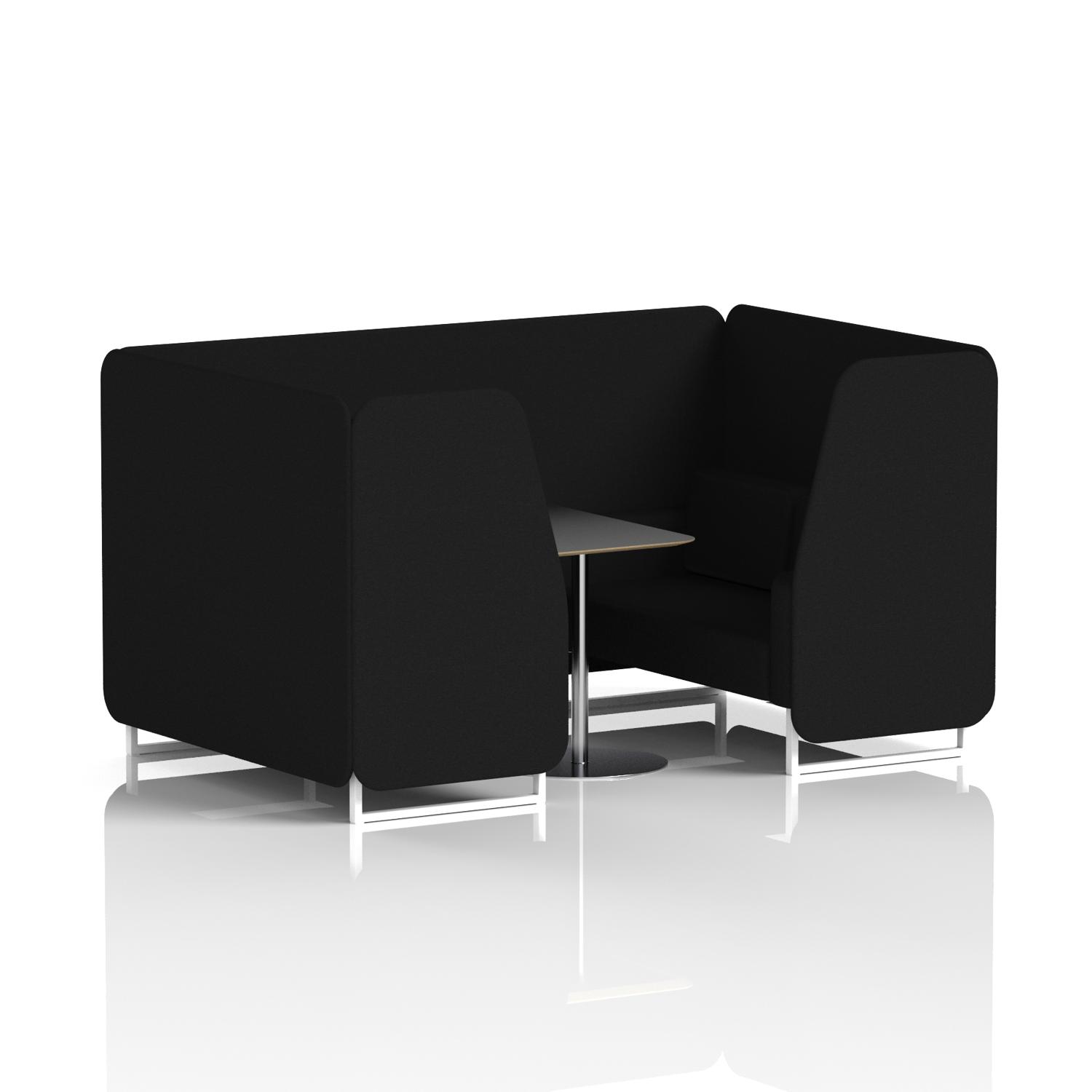 Brixworth 4 Seater Booth With White Legs And Black Table With Silver Leg In X2 Fabric - Diameter Panels And Sofa