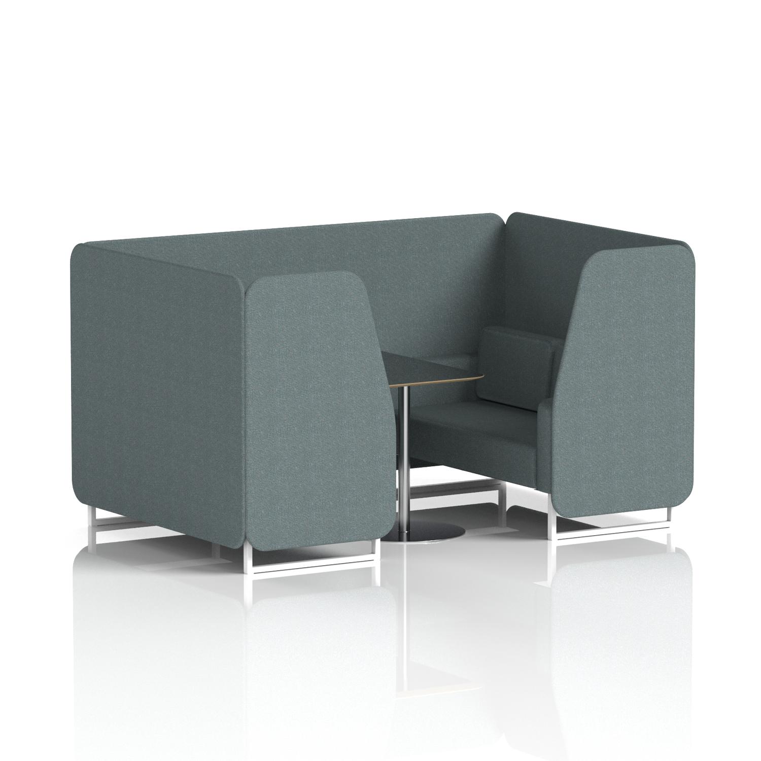 Brixworth 4 Seater Booth With White Legs And Black Table With Silver Leg In Main Line Flax Fabric - Westminster Panels And Sofa