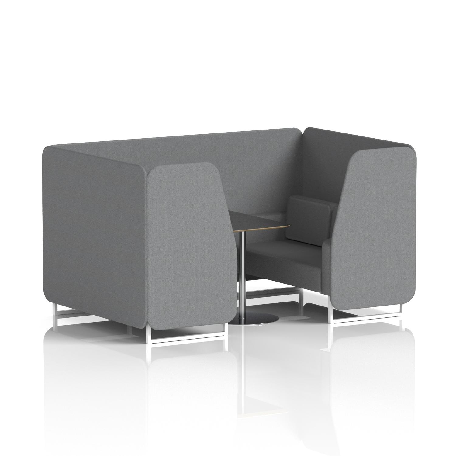 Brixworth 4 Seater Booth With White Legs And Black Table With Silver Leg In Synergy Fabric - Partner Panels And Sofa