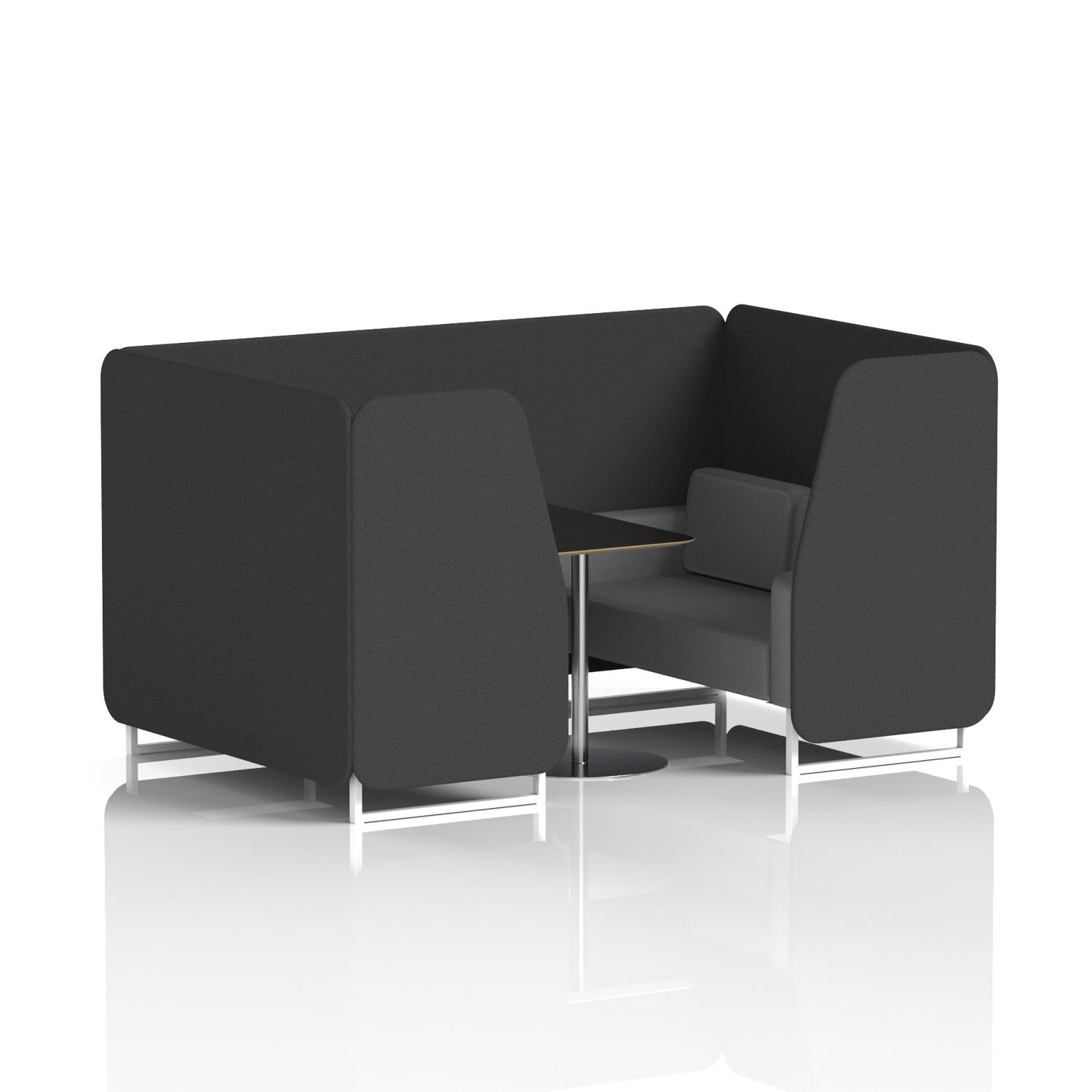 Brixworth 4 Seater Booth With White Legs And Black Table With Silver Leg In Synergy Fabric - Mix Panels And Partner Sofa