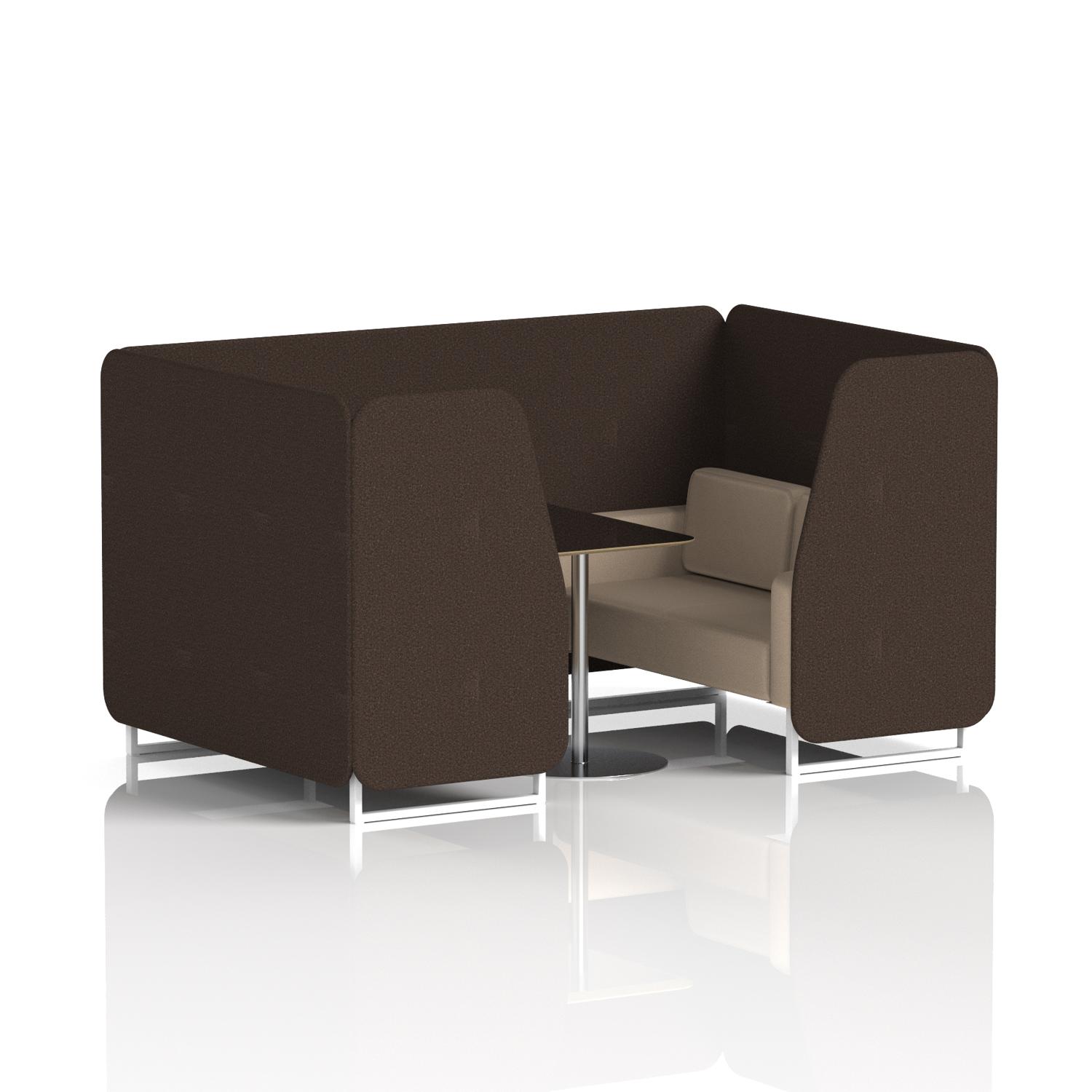 Brixworth 4 Seater Booth With White Legs And Black Table With Silver Leg In Synergy Fabric - Wed Panels And Affix Sofa