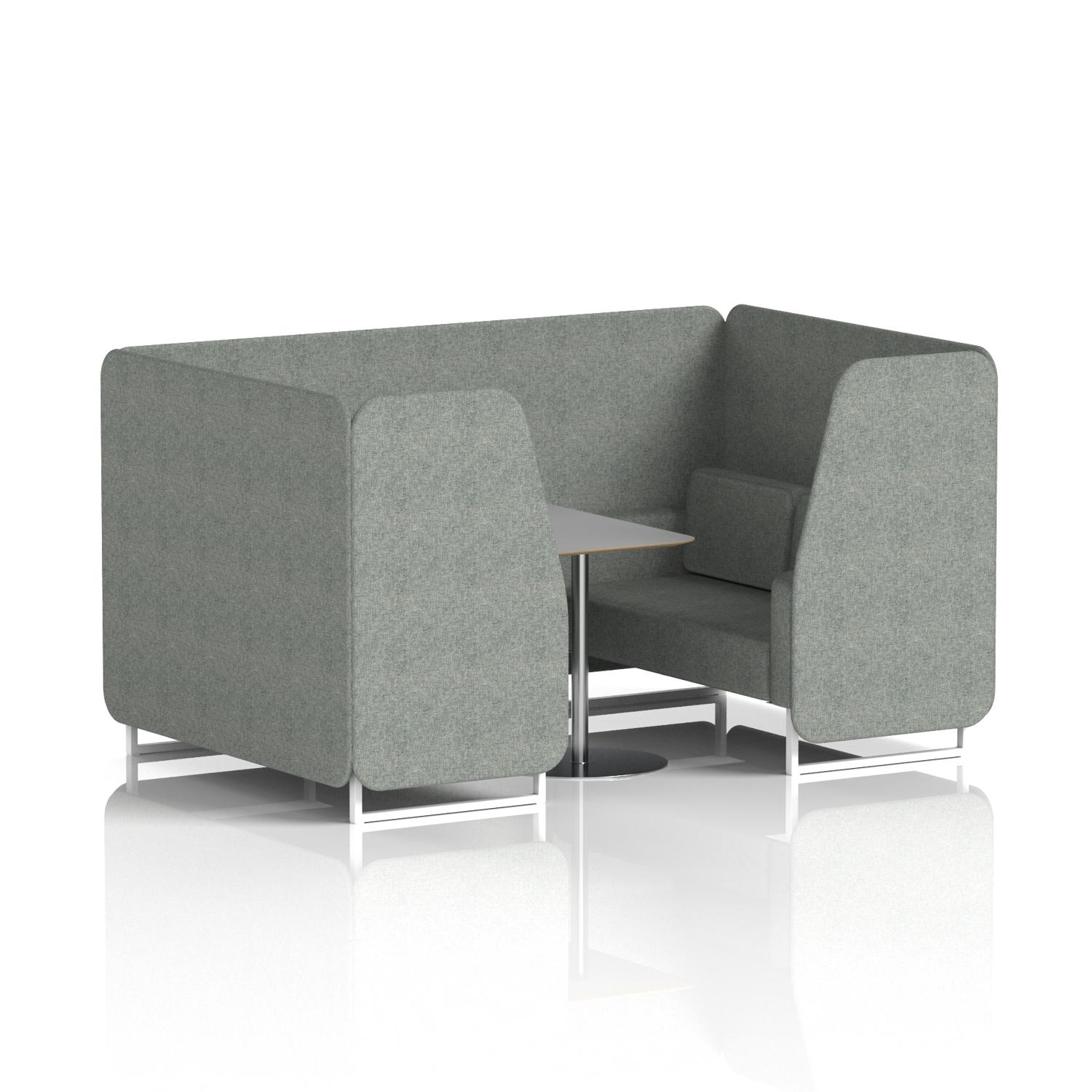 Brixworth 4 Seater Booth With White Legs And Grey Table With Silver Leg In Rivet Fabric - Prime Panels And Sofa