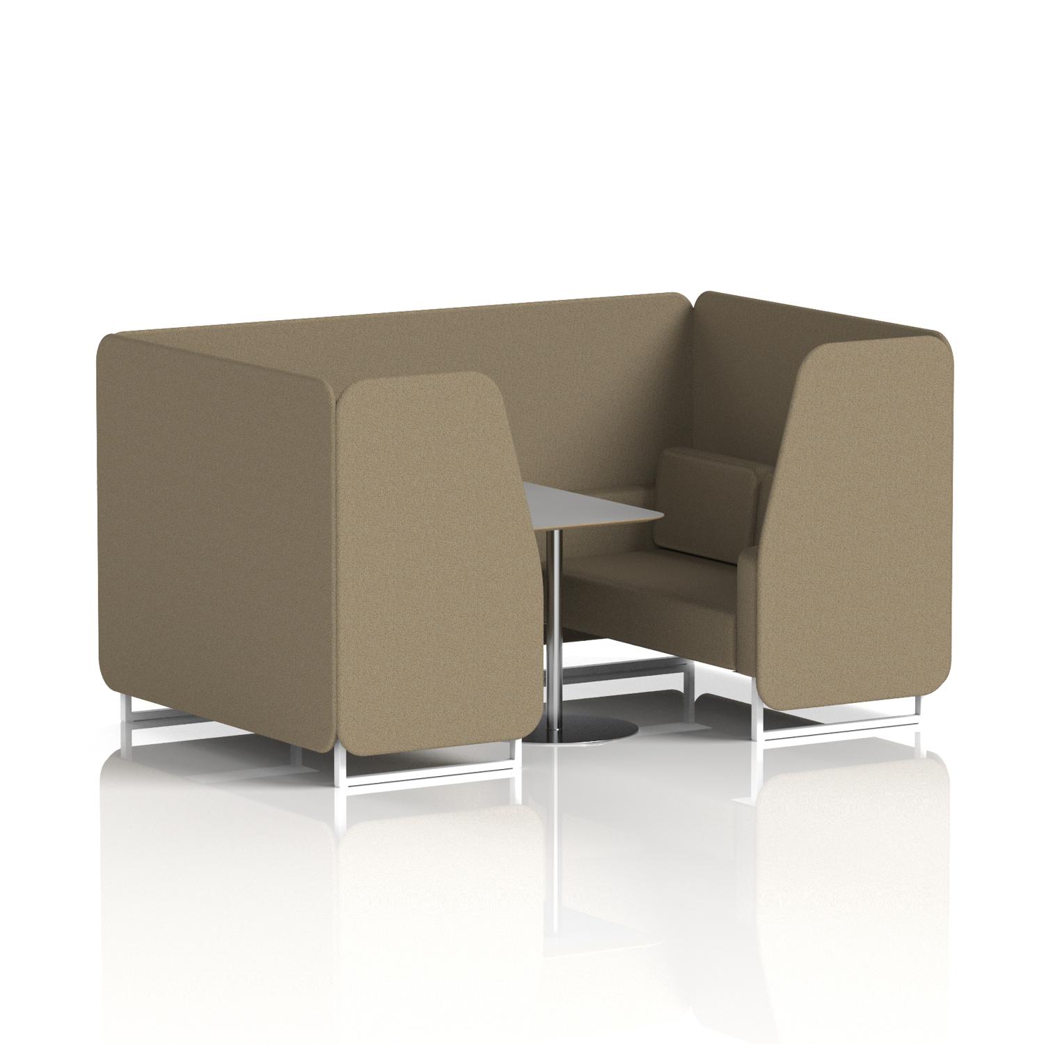 Brixworth 4 Seater Booth With White Legs And Grey Table With Silver Leg In Main Line Flax Fabric - Bank Panels And Sofa