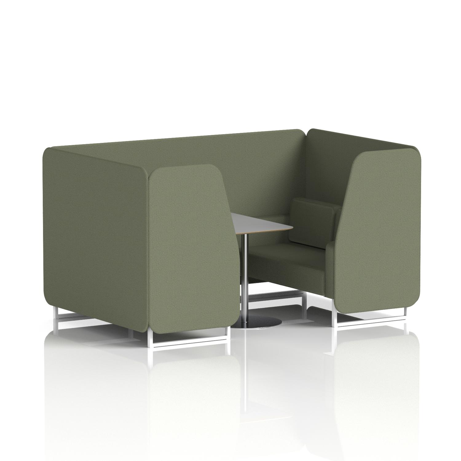 Brixworth 4 Seater Booth With White Legs And Grey Table With Silver Leg In Main Line Flax Fabric - Monument Panels And Sofa