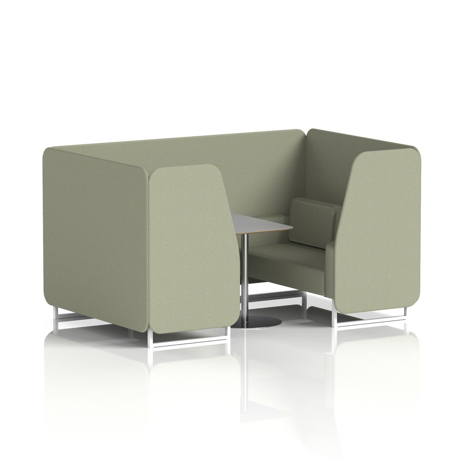 Brixworth 4 Seater Booth With White Legs And Grey Table With Silver Leg In Main Line Flax Fabric - Newbury Panels And Sofa