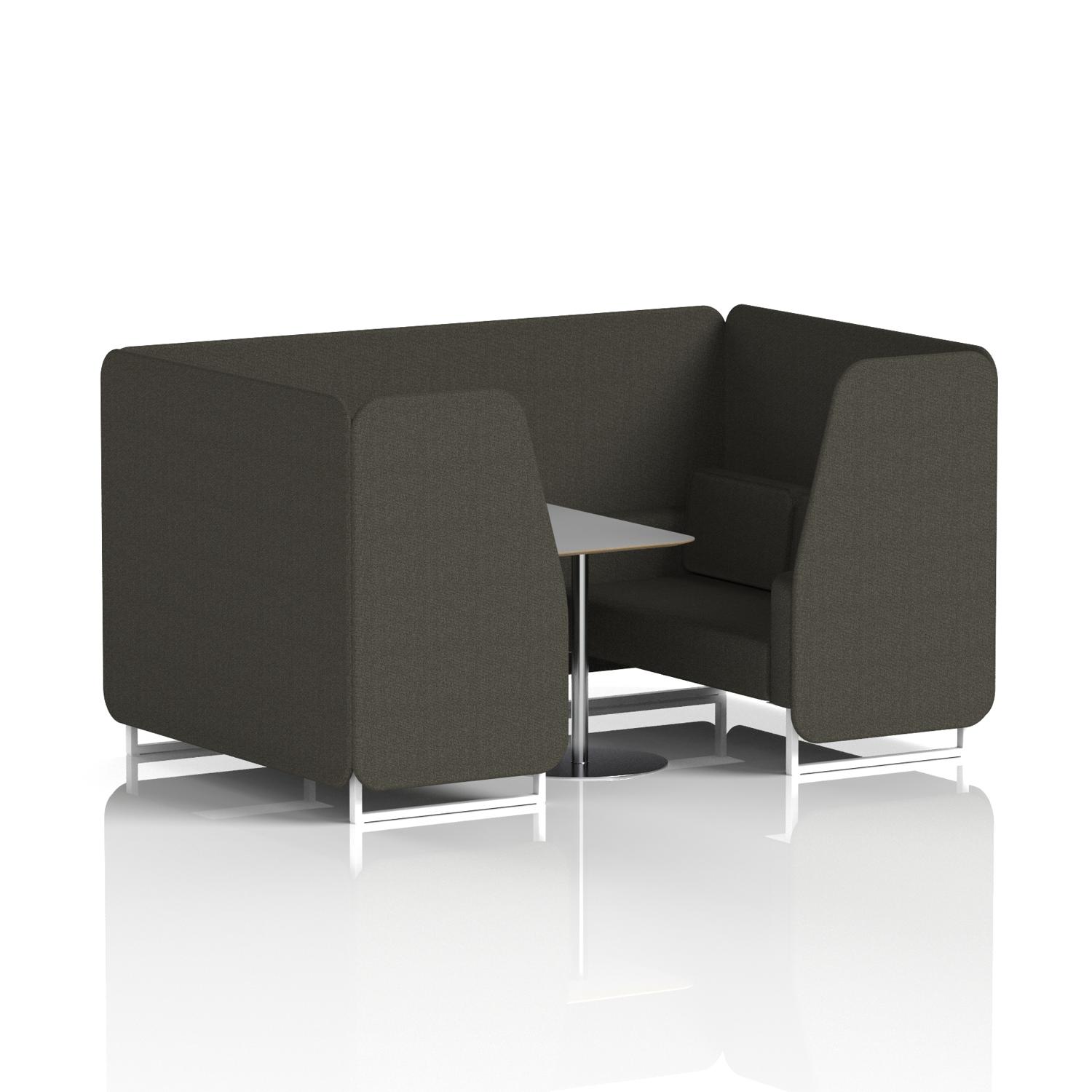 Brixworth 4 Seater Booth With White Legs And Grey Table With Silver Leg In Main Line Flax Fabric - Temple Panels And Sofa